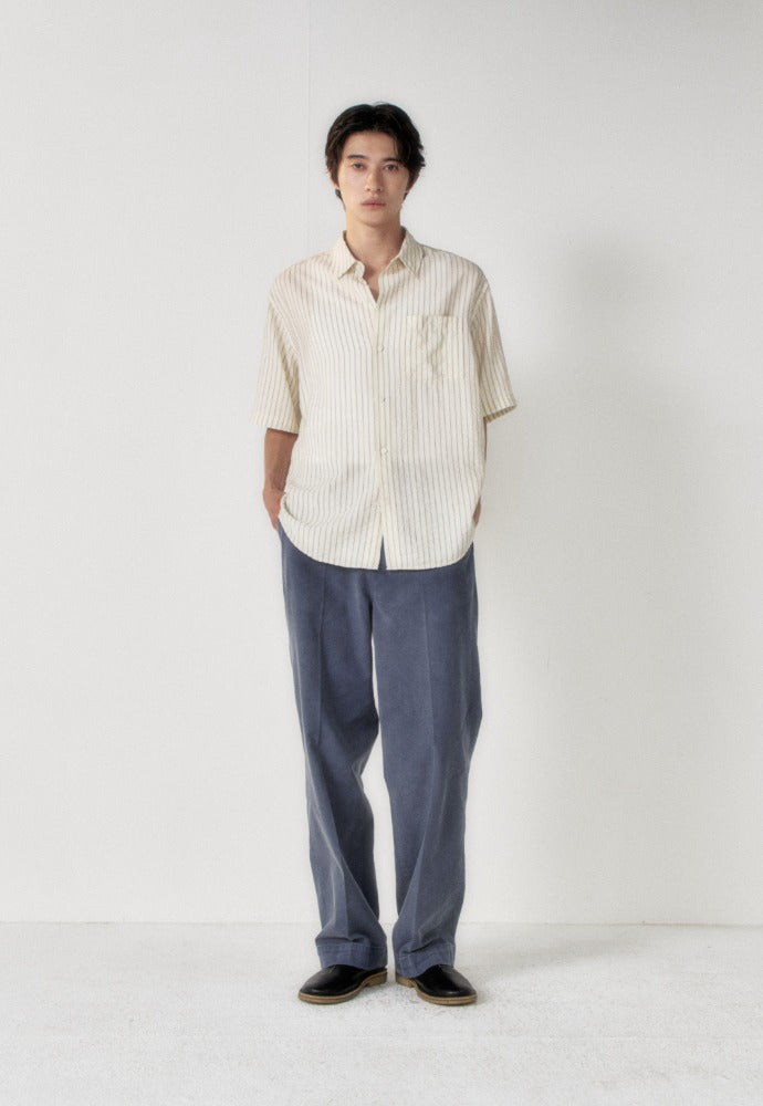 Art if acts - Wrinkle Rayon Half Shirt (Cream/Charcoal) product image 1 | TRAB K-Fashion Australia