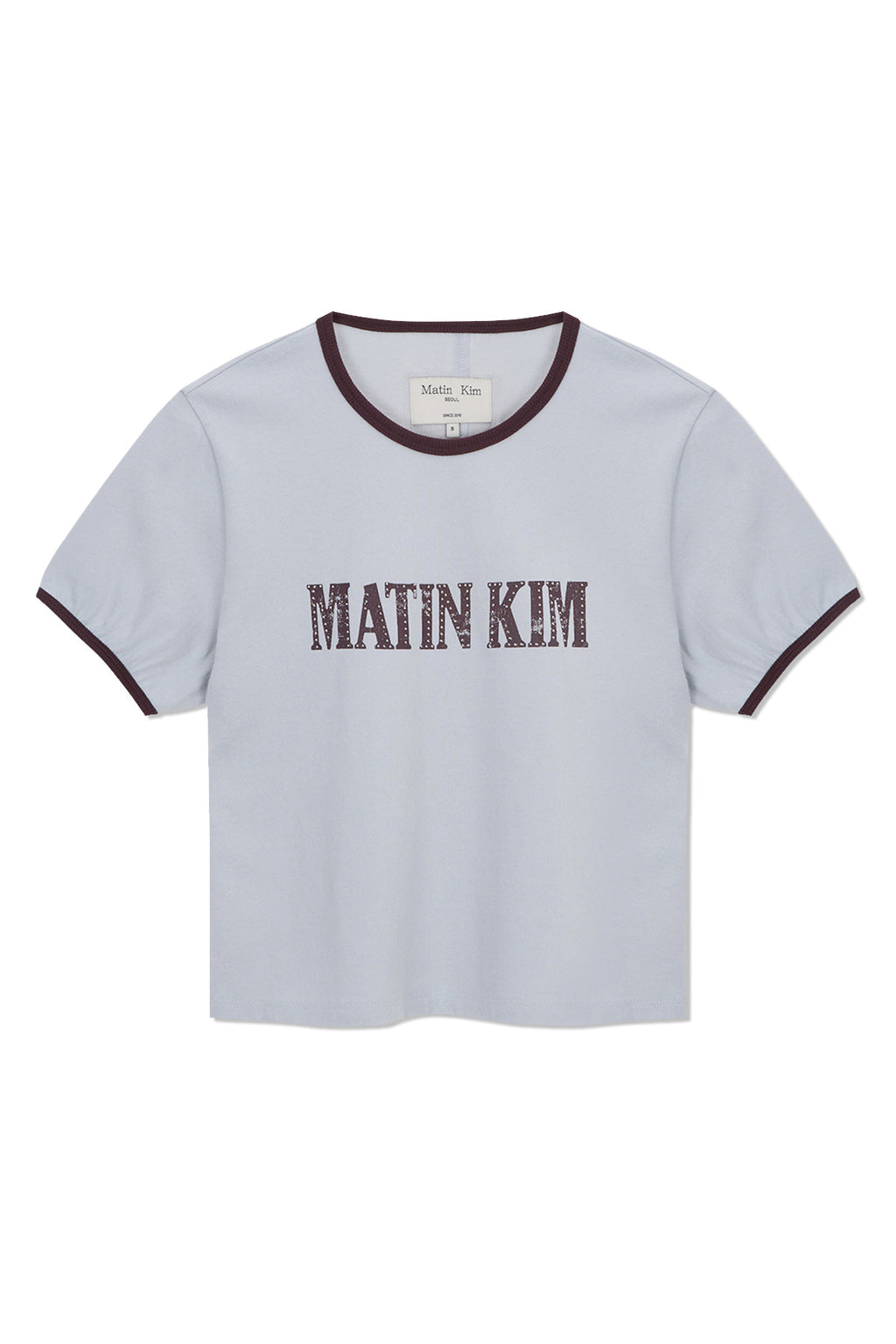 Matin Kim - Stud Logo Ringer Top (Smoke Blue) product image 1 | TRAB K-Fashion Australia