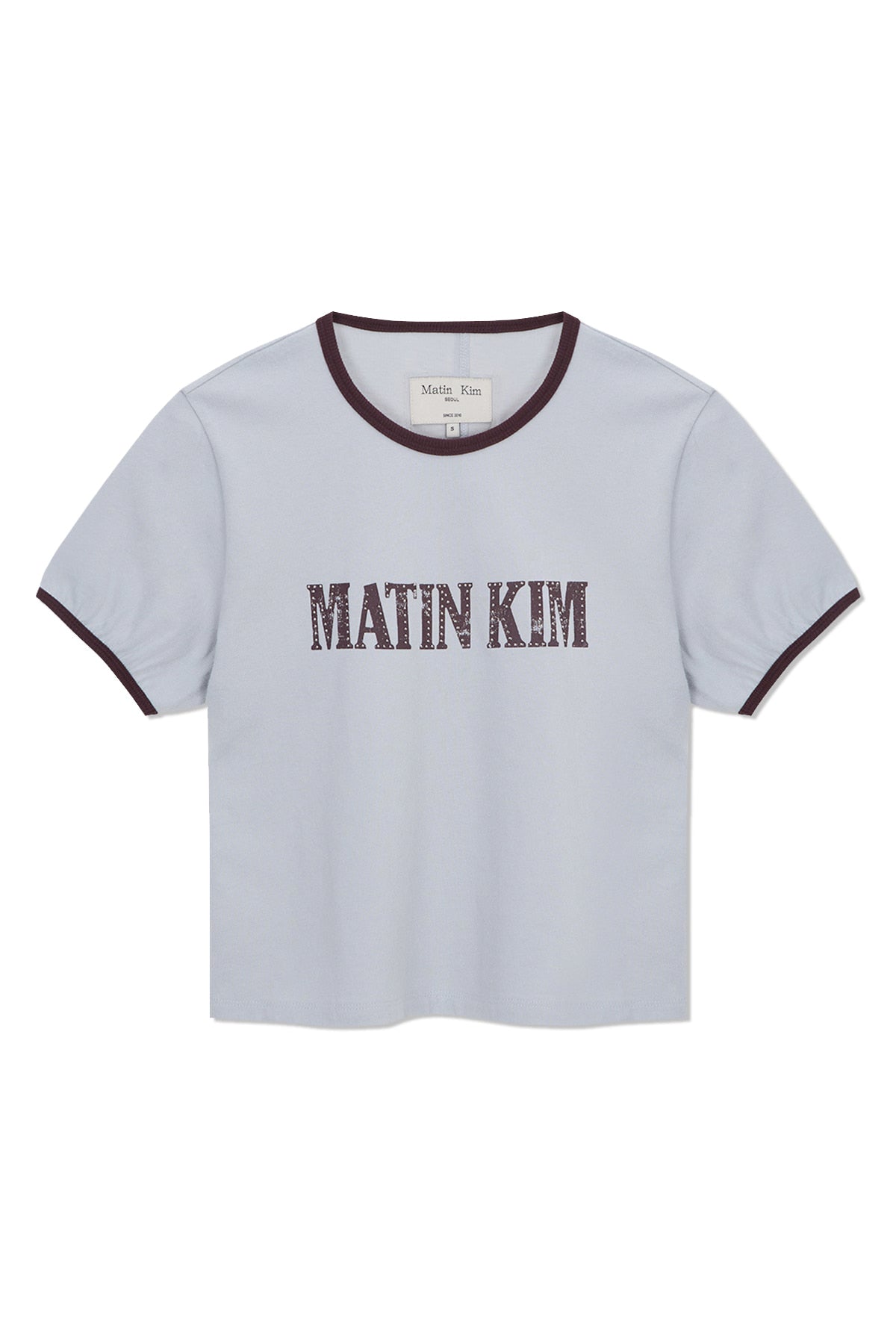 Matin Kim - Stud Logo Ringer Top (Smoke Blue) product image 1 | TRAB K-Fashion Australia