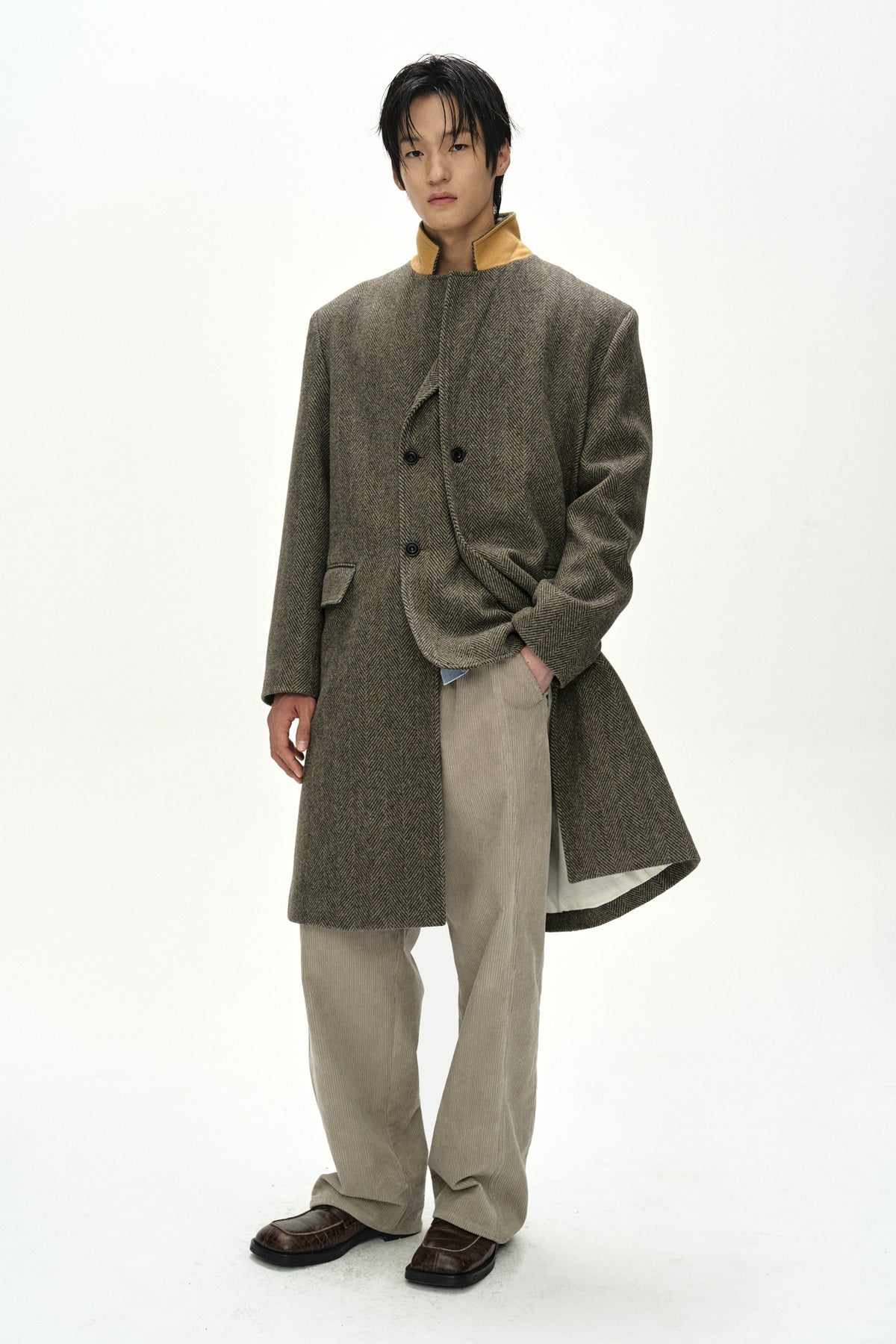 Andersson Bell - Crossover Wide-Leg Corduroy Trousers (Cream) product image 10 | TRAB K-Fashion Australia
