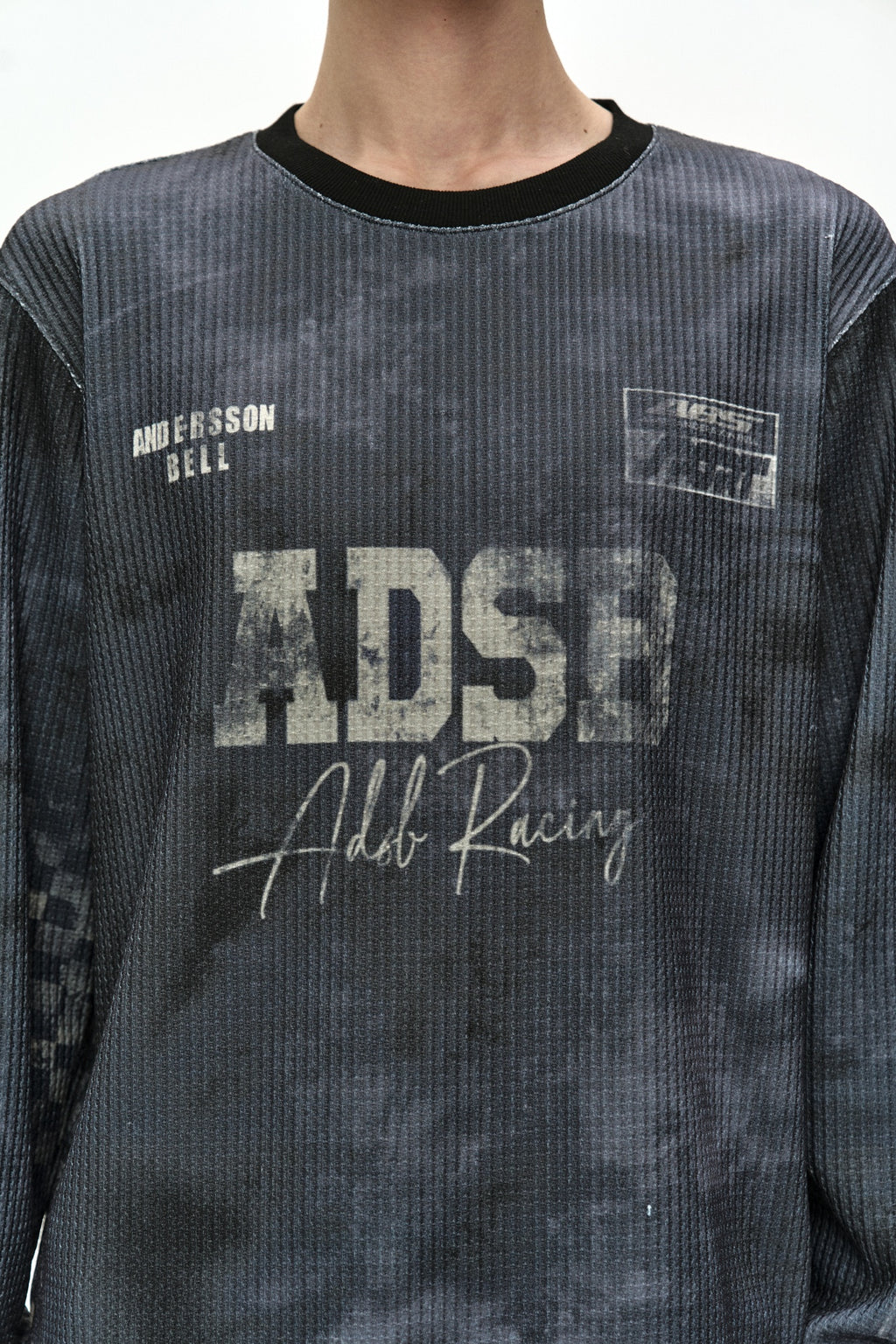 Andersson Bell - Racing Printed Waffle Long Sleeve T-Shirt (Black) product image 5 | TRAB K-Fashion Australia