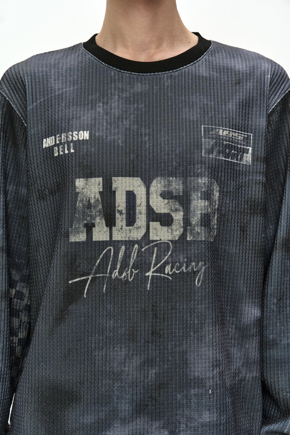 Andersson Bell - Racing Printed Waffle Long Sleeve T-Shirt (Black) product image 5 | TRAB K-Fashion Australia