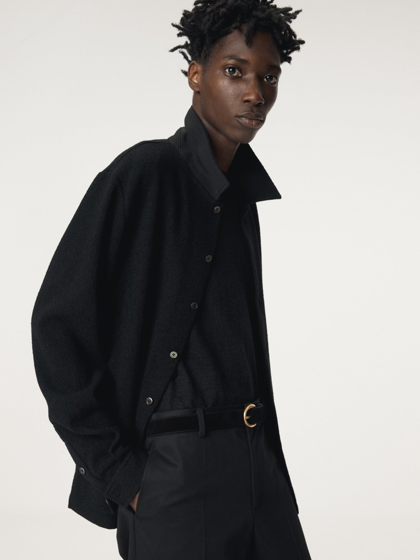 Recto - Wool Tweed Soft Shirt (Black) product image 1 | TRAB K-Fashion Australia