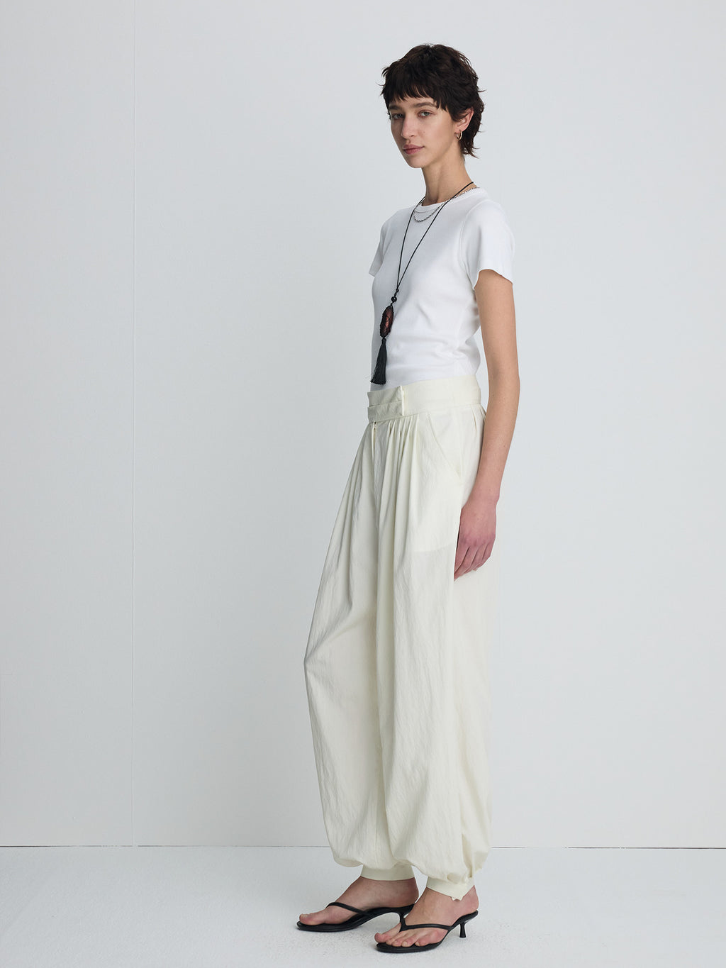 Tonywack - Ribbed Half Sleeve T-Shirts (White) product image 2 | TRAB K-Fashion Australia