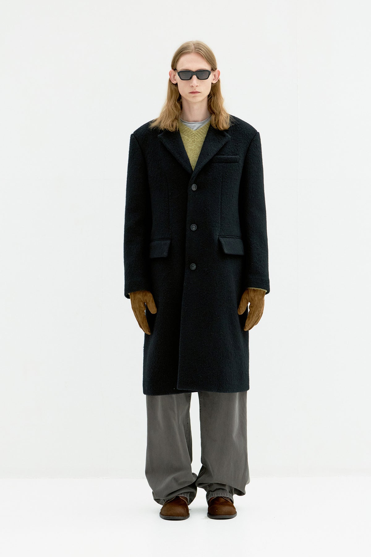 Coor - Corduroy Trim Hairy Chesterfield Coat (Black) product image 2 | TRAB K-Fashion Australia