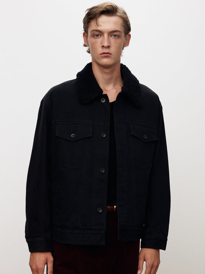 Tonywack - Wool Shearling Collar Denim Jacket (Washed Black) product image 7 | TRAB K-Fashion Australia
