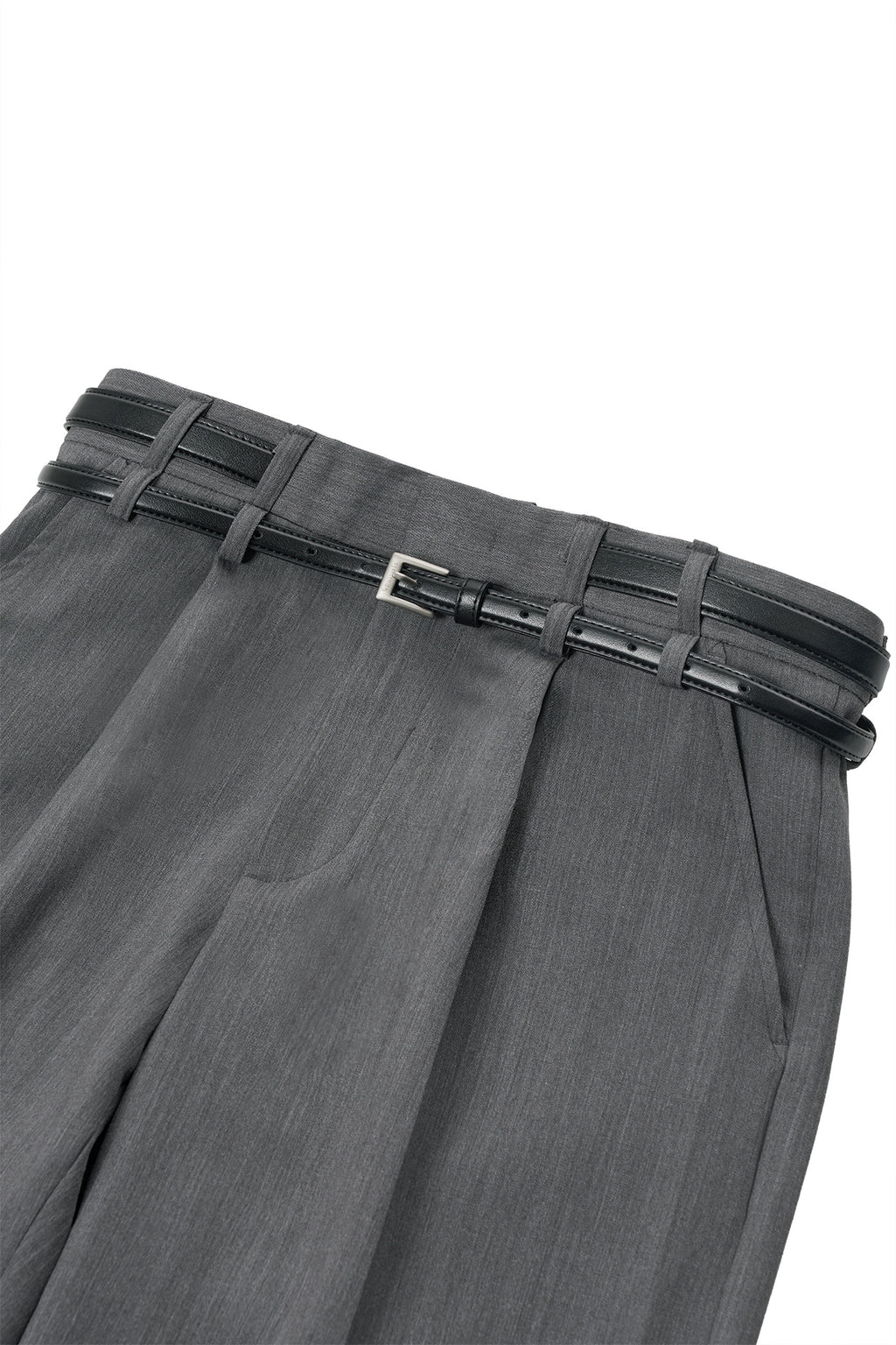 STU - Crease Double Belt Slacks (Mid Grey) product image 19 | TRAB K-Fashion Australia