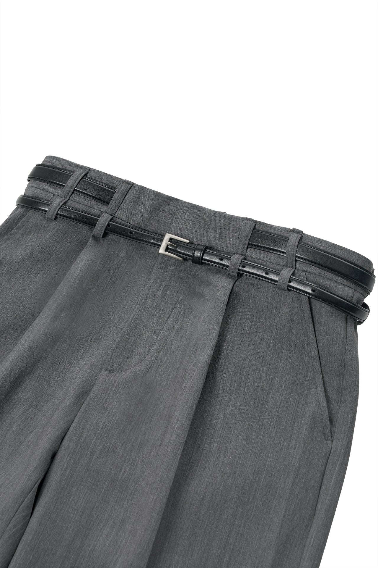 STU - Crease Double Belt Slacks (Mid Grey) product image 19 | TRAB K-Fashion Australia