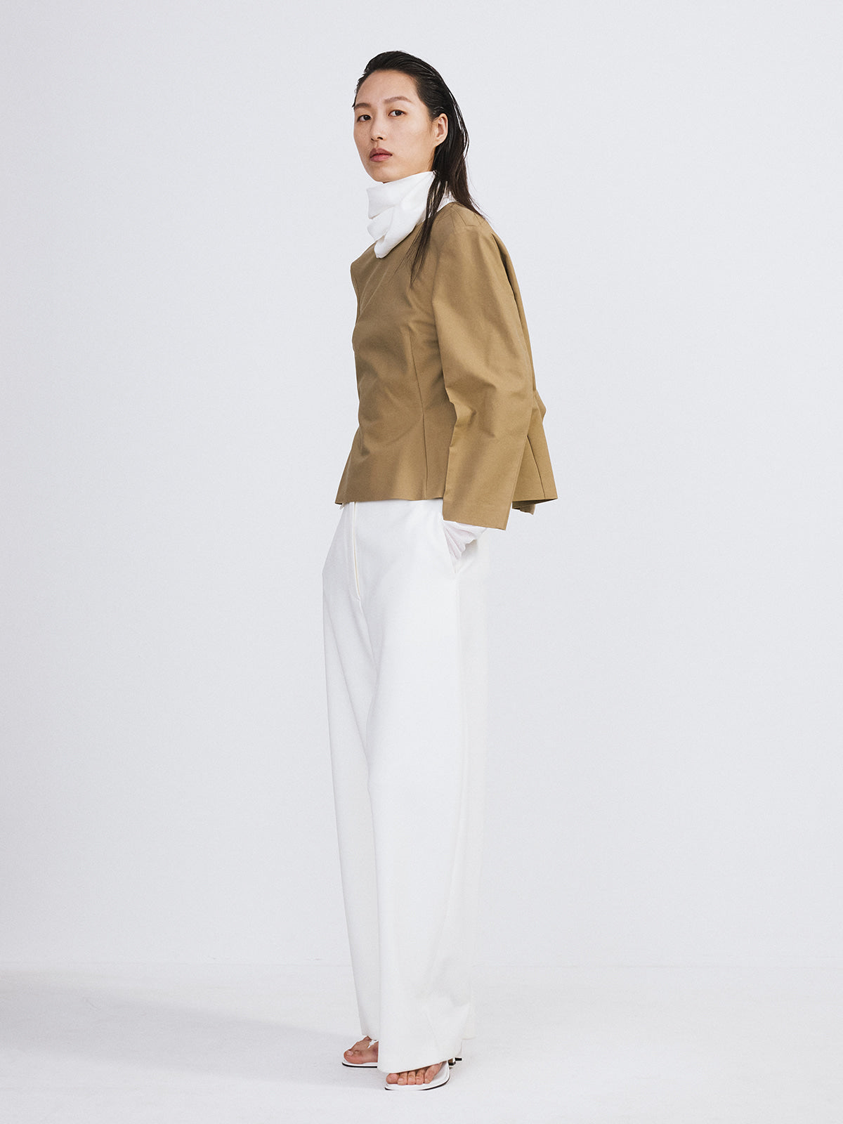 Recto - Open Back Peplum Top (Khaki Beige) product image 2 | TRAB K-Fashion Australia