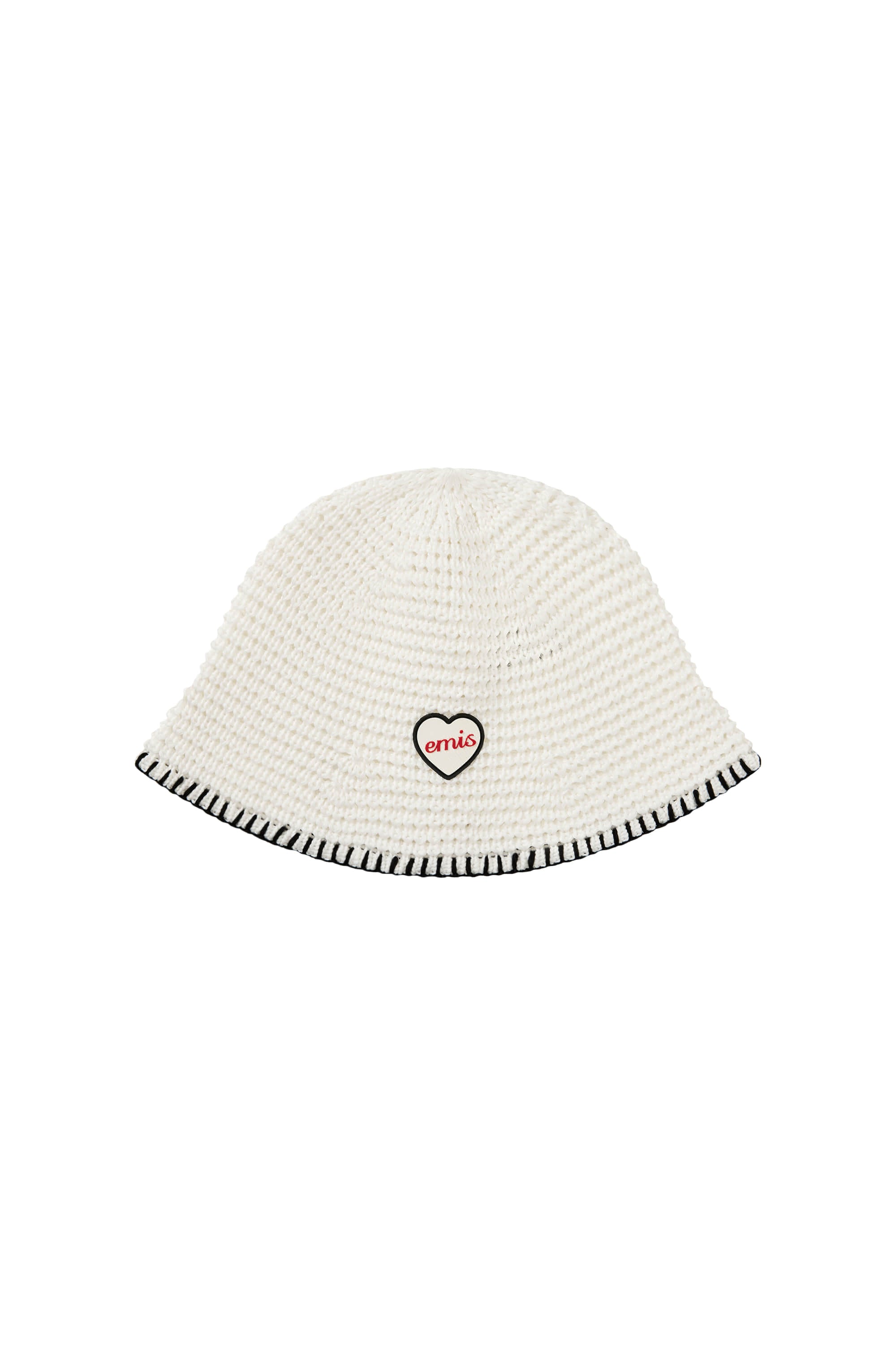 Emis - Heart Rubber Patch Knit Bucket Hat (White) product image 1 | TRAB K-Fashion Australia