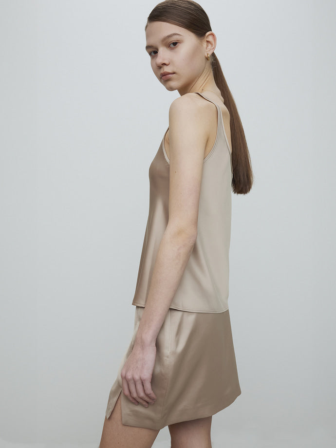 Tonywack - Satin Low-Waist Miniskirt (Golden Sand) product image 4 | TRAB K-Fashion Australia