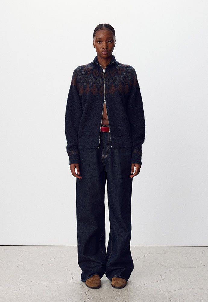 Tonywack - Nordic Mohair Zip Up Knit (Dark Navy) product image 2 | TRAB K-Fashion Australia