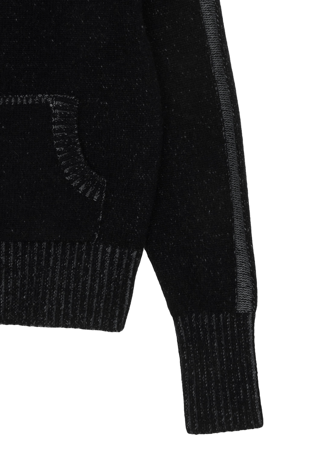 Matin Kim - Two Tone Mixed Knit Zip Up (Black) product image 4 | TRAB K-Fashion Australia