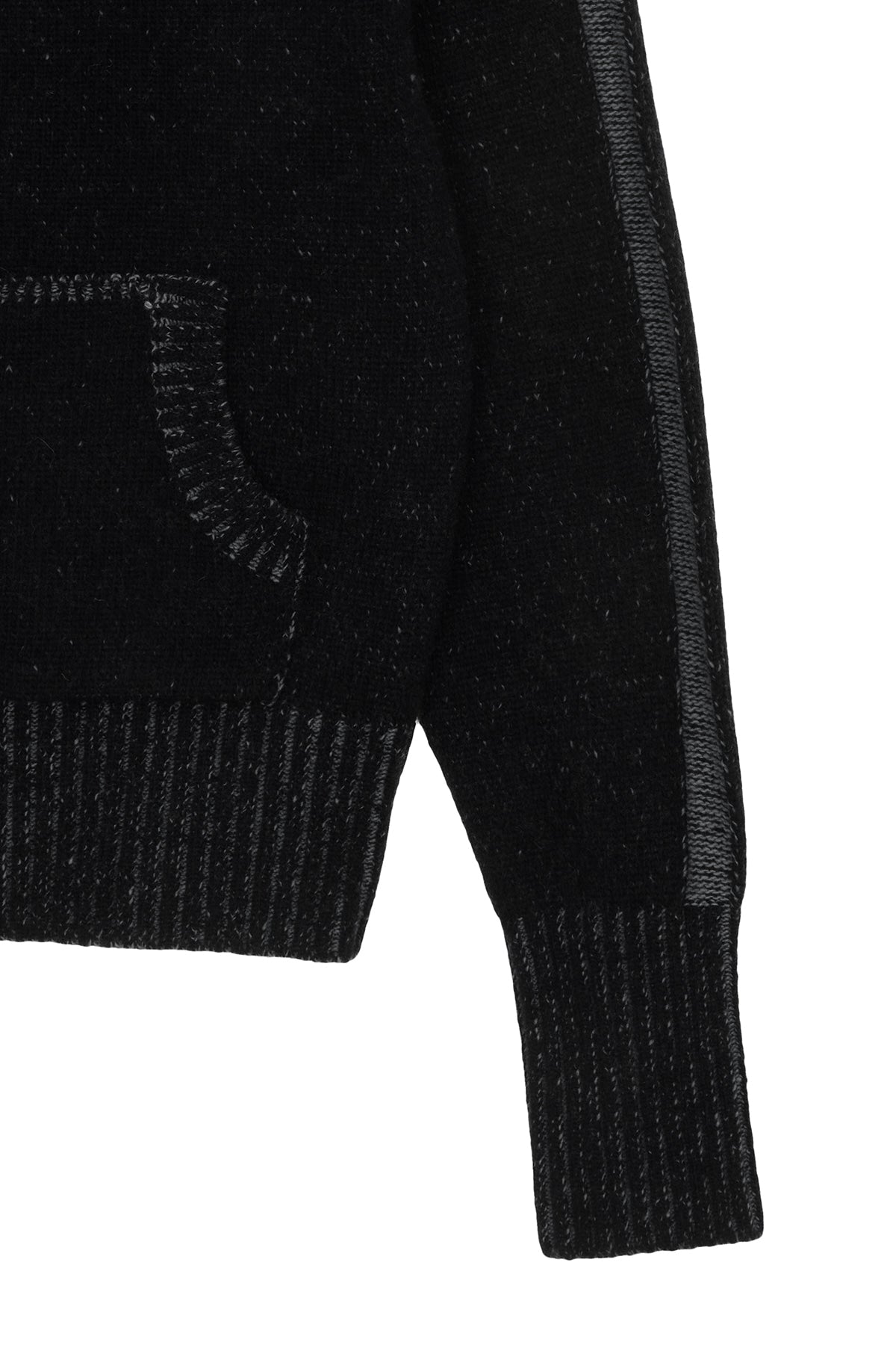 Matin Kim - Two Tone Mixed Knit Zip Up (Black) product image 4 | TRAB K-Fashion Australia