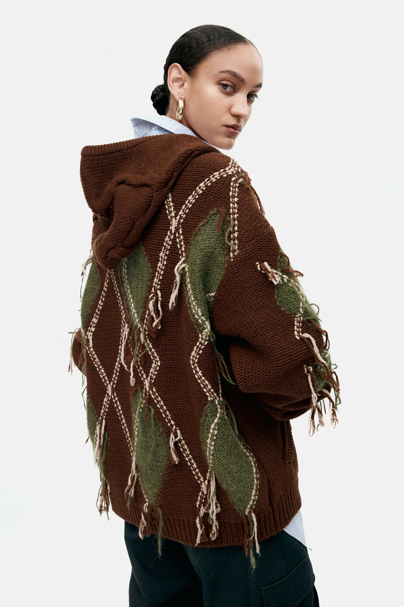 Andersson Bell - Unisex Argyle Fisherman Hood Zip-Up (Brown) product image 11 | TRAB K-Fashion Australia