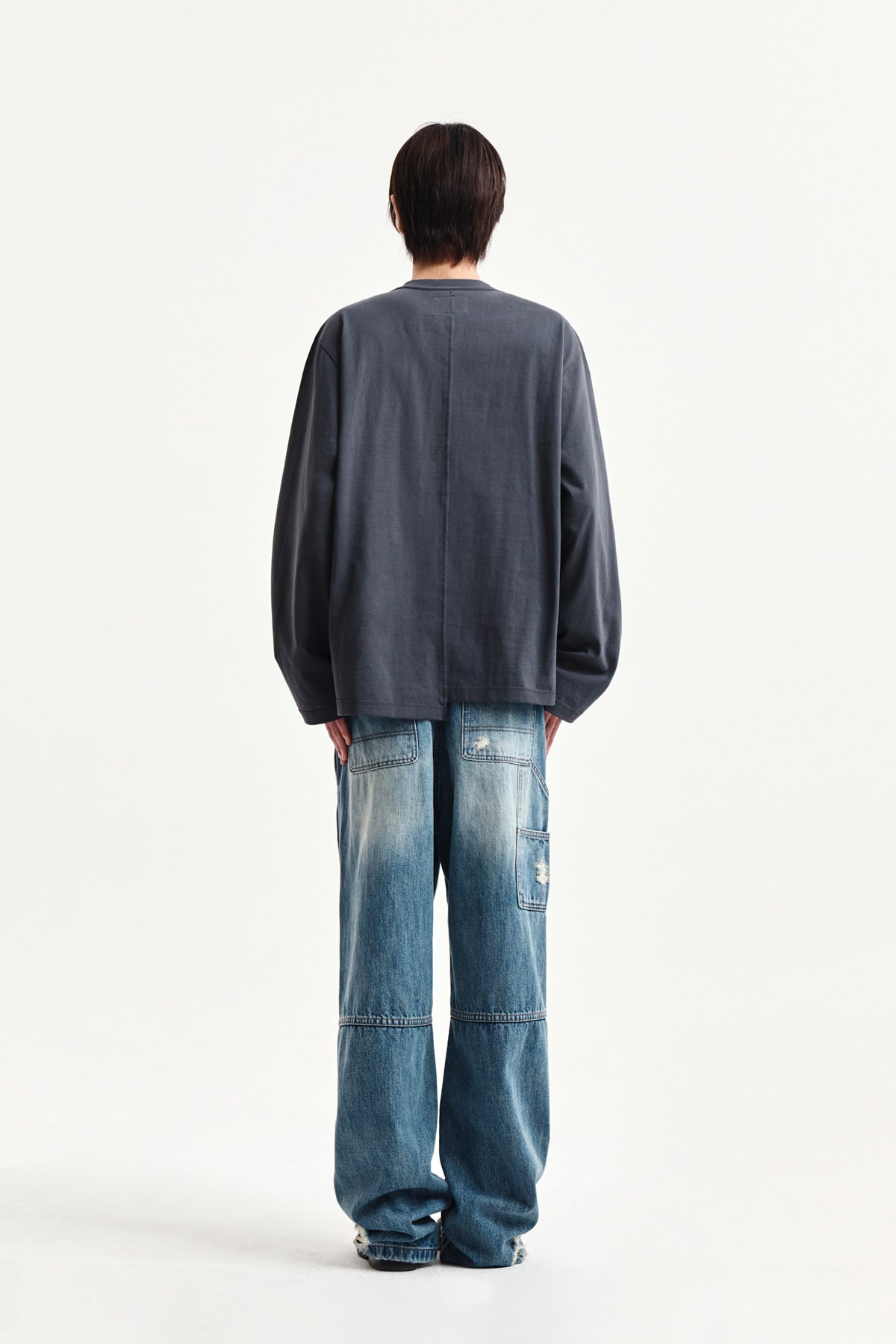 Matin Kim - Asymmetric Logo Top (Charcoal) product image 12 | TRAB K-Fashion Australia