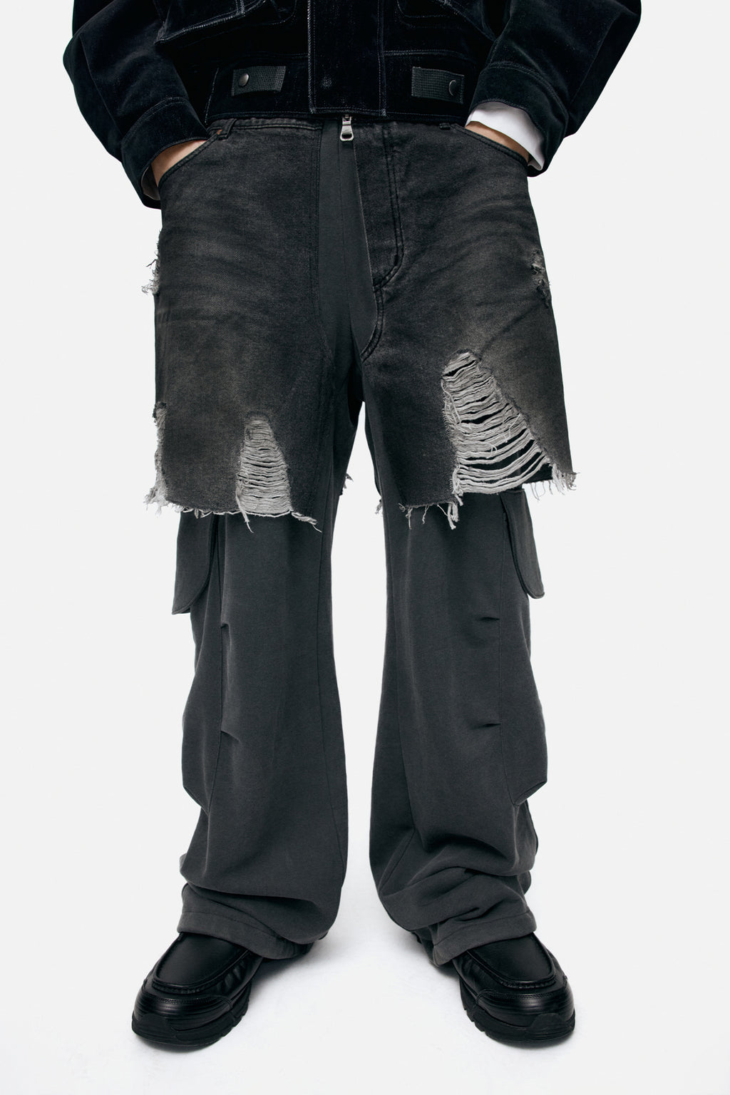 Andersson Bell - Unisex Rugged Denim-Inset Sweatpants (Black) product image 5 | TRAB K-Fashion Australia