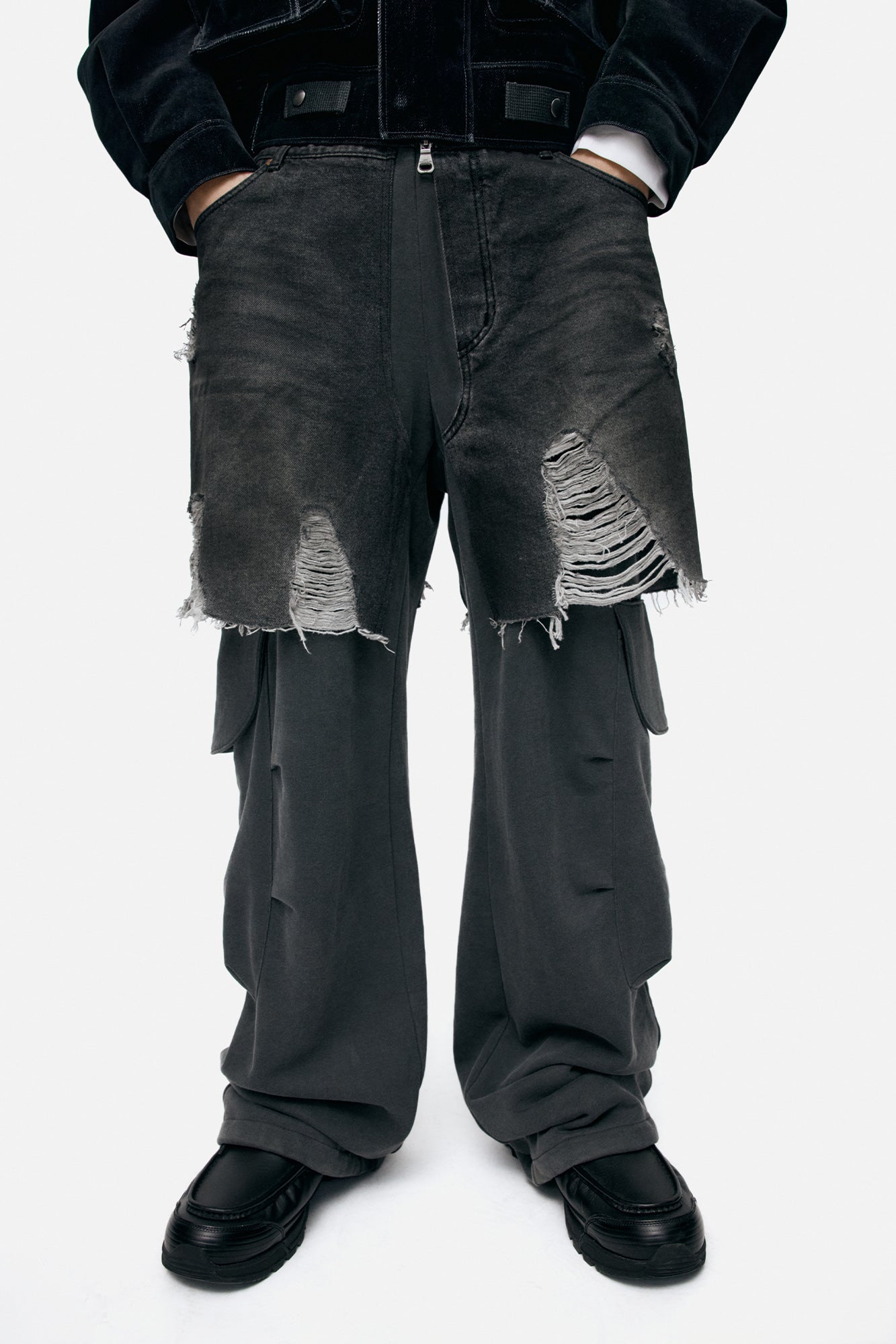 Andersson Bell - Unisex Rugged Denim-Inset Sweatpants (Black) product image 5 | TRAB K-Fashion Australia