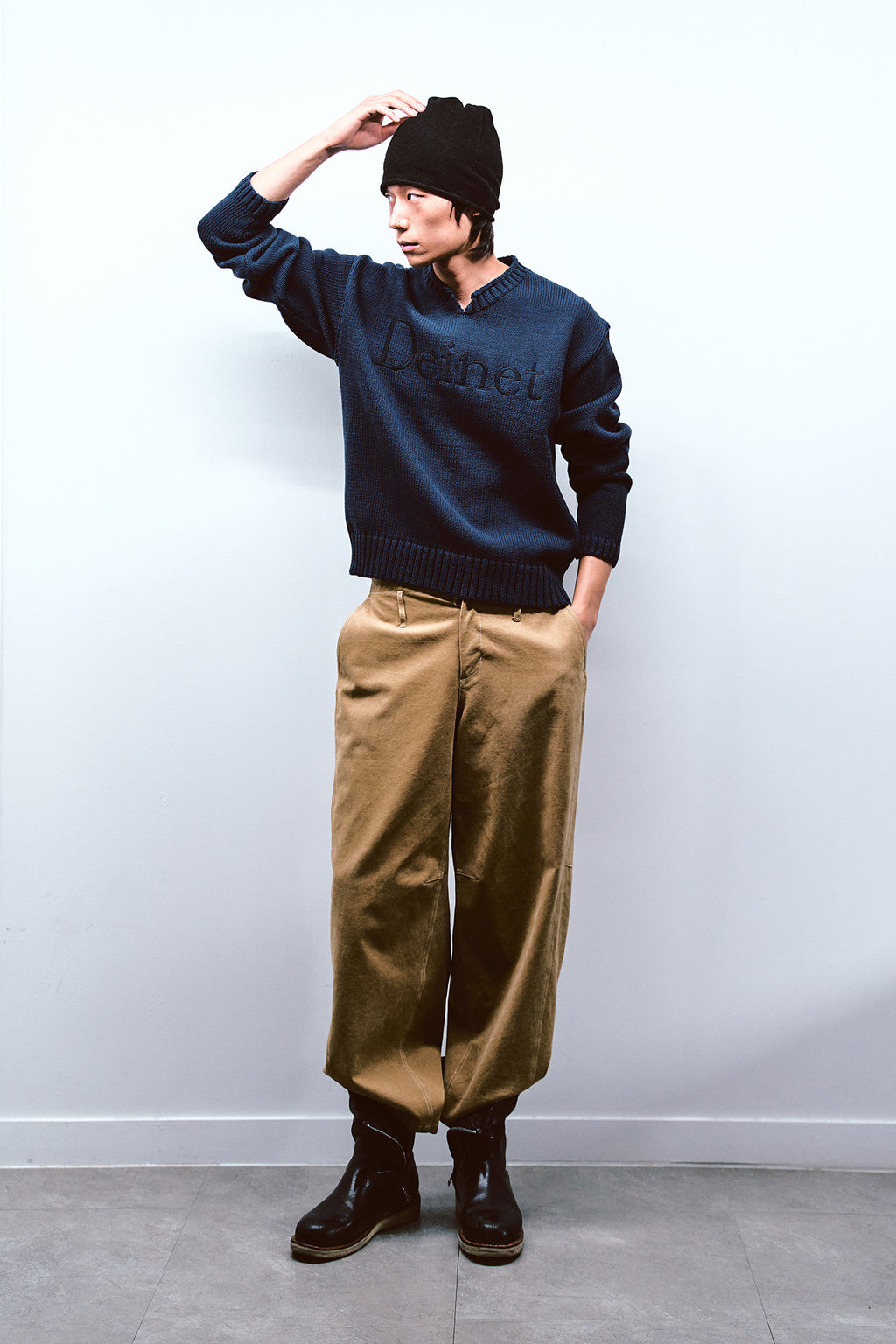 Deinet - Peach Cotton Curved Pants (Beige) product image 5 | TRAB K-Fashion Australia