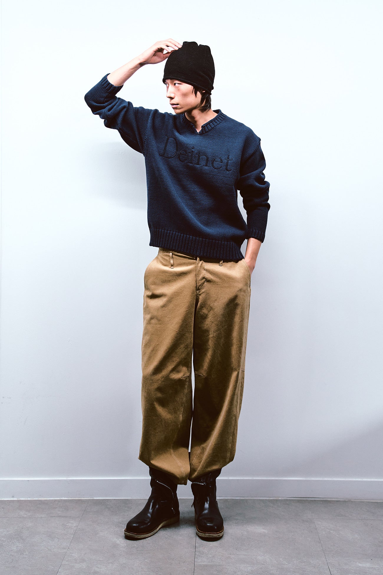 Deinet - Peach Cotton Curved Pants (Beige) product image 5 | TRAB K-Fashion Australia