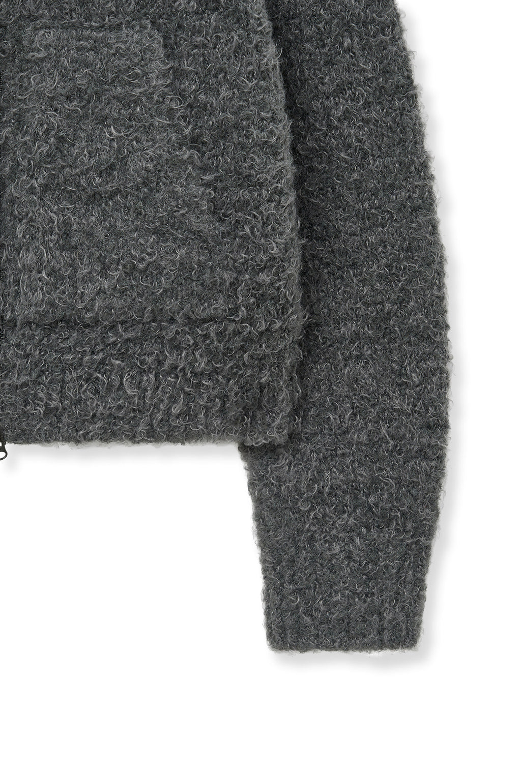 Matin Kim - Boucle Knit Zip Up Cardigan (Charcoal) product image 5 | TRAB K-Fashion Australia