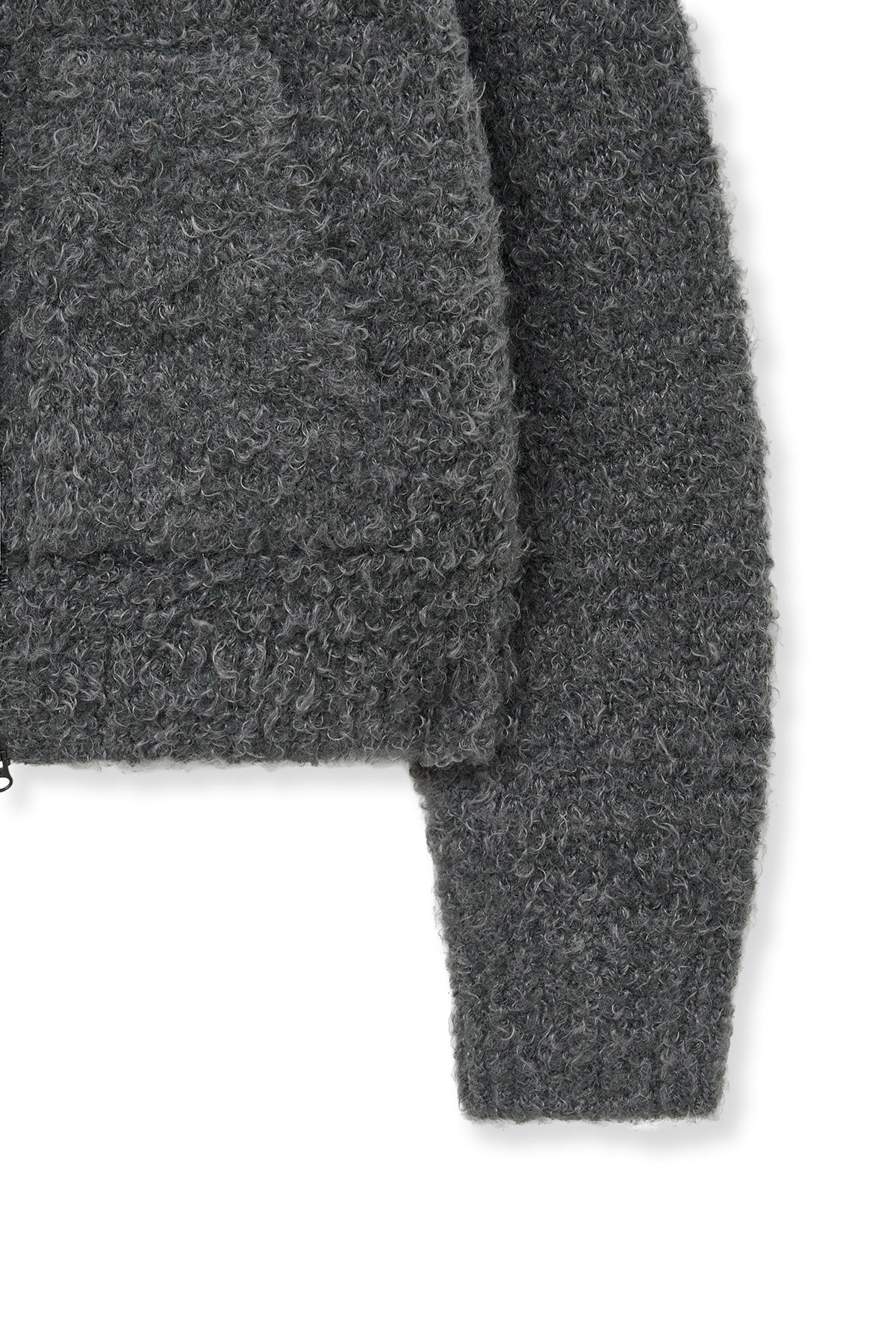 Matin Kim - Boucle Knit Zip Up Cardigan (Charcoal) product image 5 | TRAB K-Fashion Australia