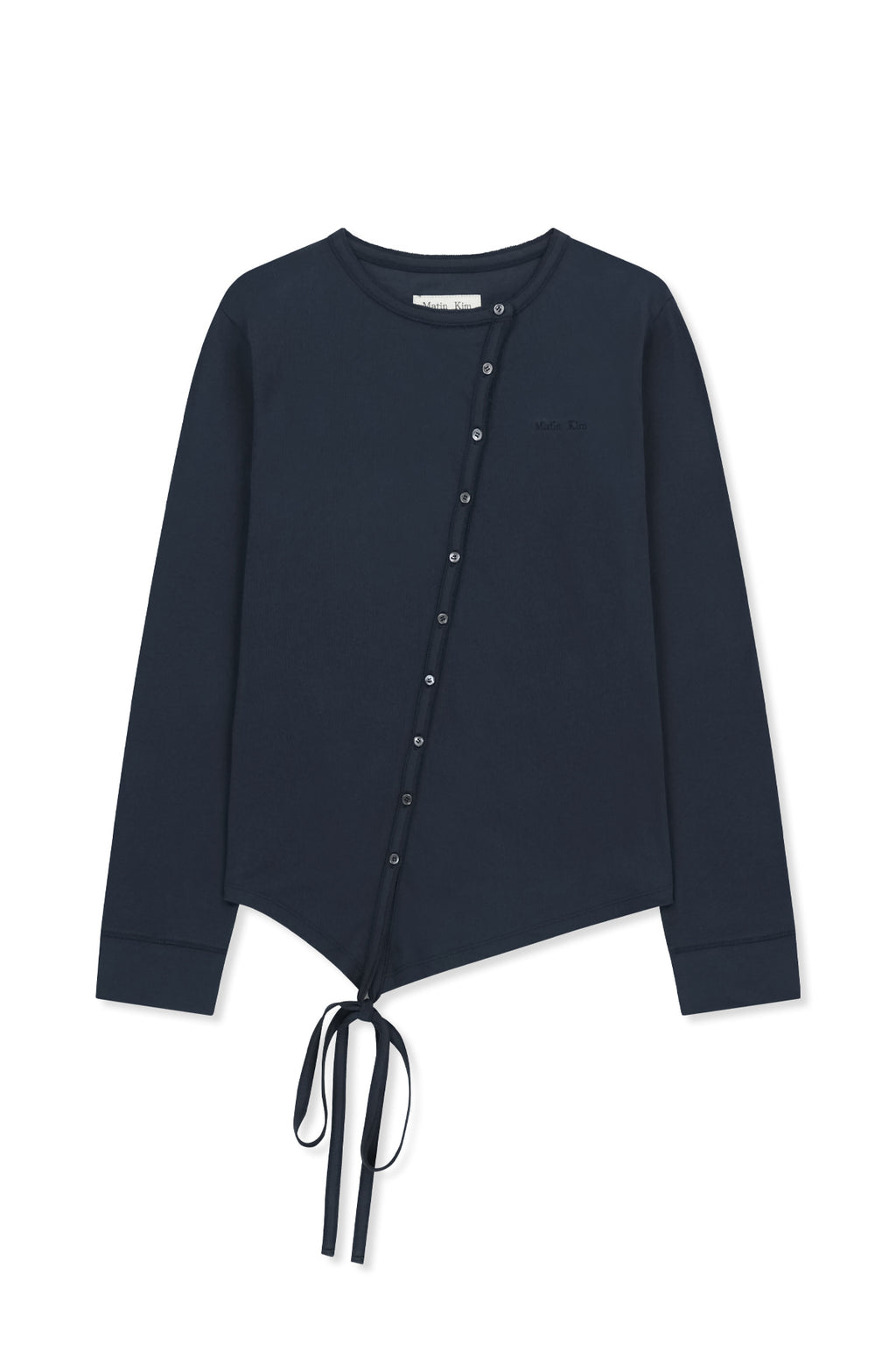 Matin Kim - Asymmetric Button Closure Top (Navy) product image 1 | TRAB K-Fashion Australia