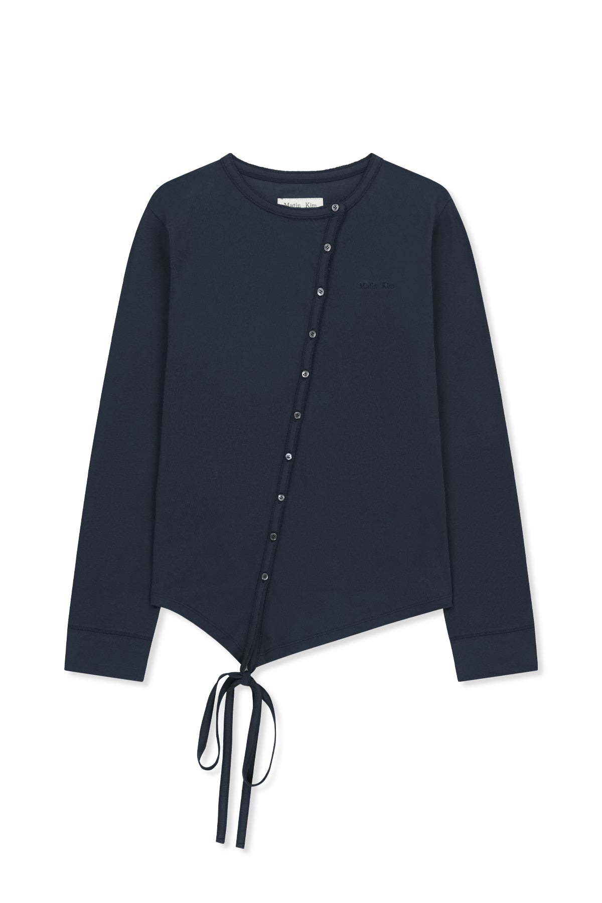 Matin Kim - Asymmetric Button Closure Top (Navy) product image 1 | TRAB K-Fashion Australia
