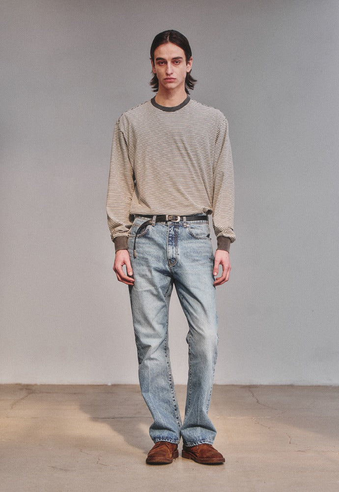 Art if acts - Washed Stripe Long Sleeve (Charcoal) product image 1 | TRAB K-Fashion Australia