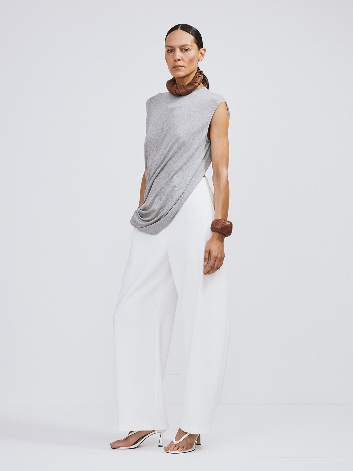 Recto - Open Back Jersey Long Top (Melange Grey) product image 2 | TRAB K-Fashion Australia