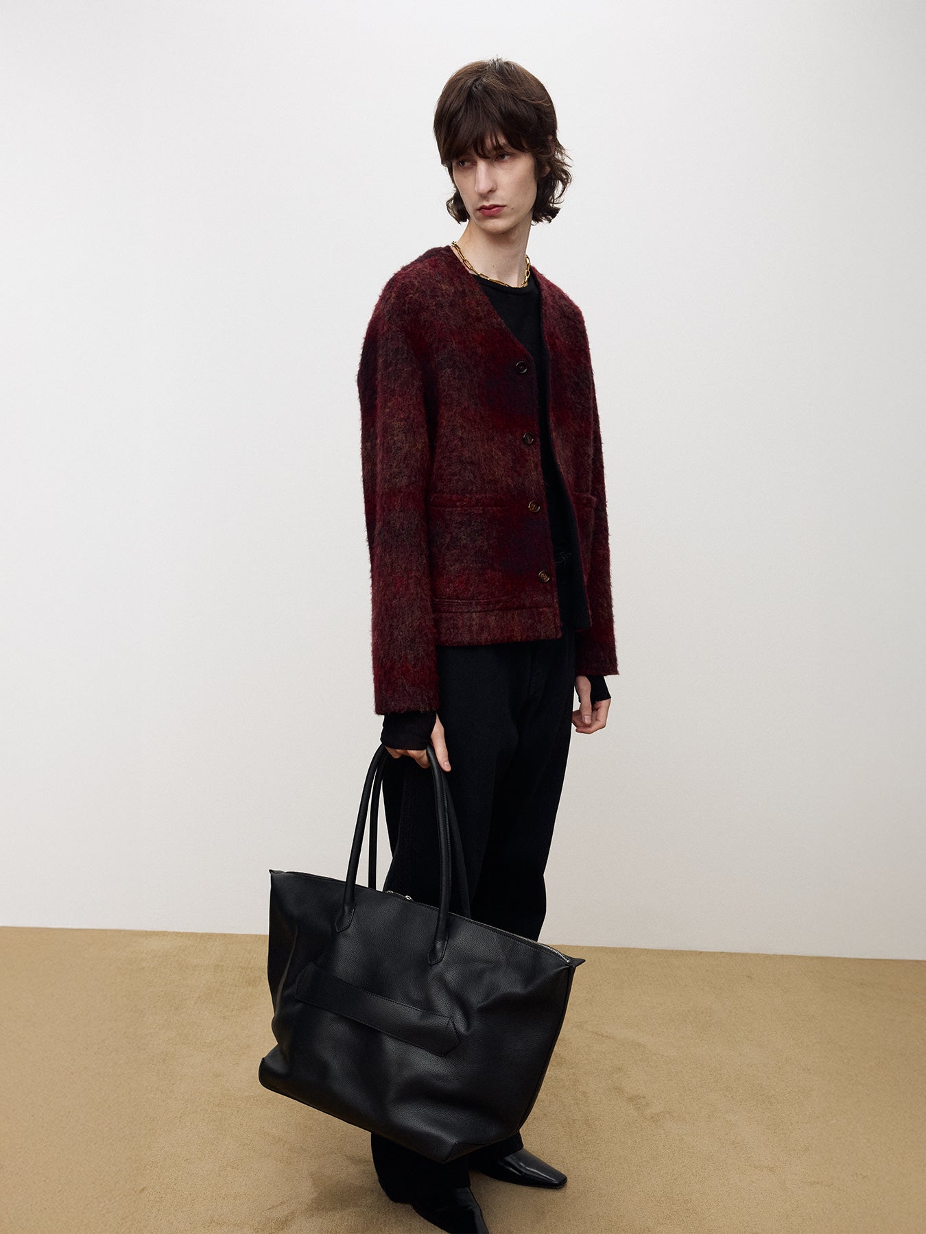 Tonywack - Mohair V-Neck Blouson Italian Fabric (Dark Red) product image 6 | TRAB K-Fashion Australia