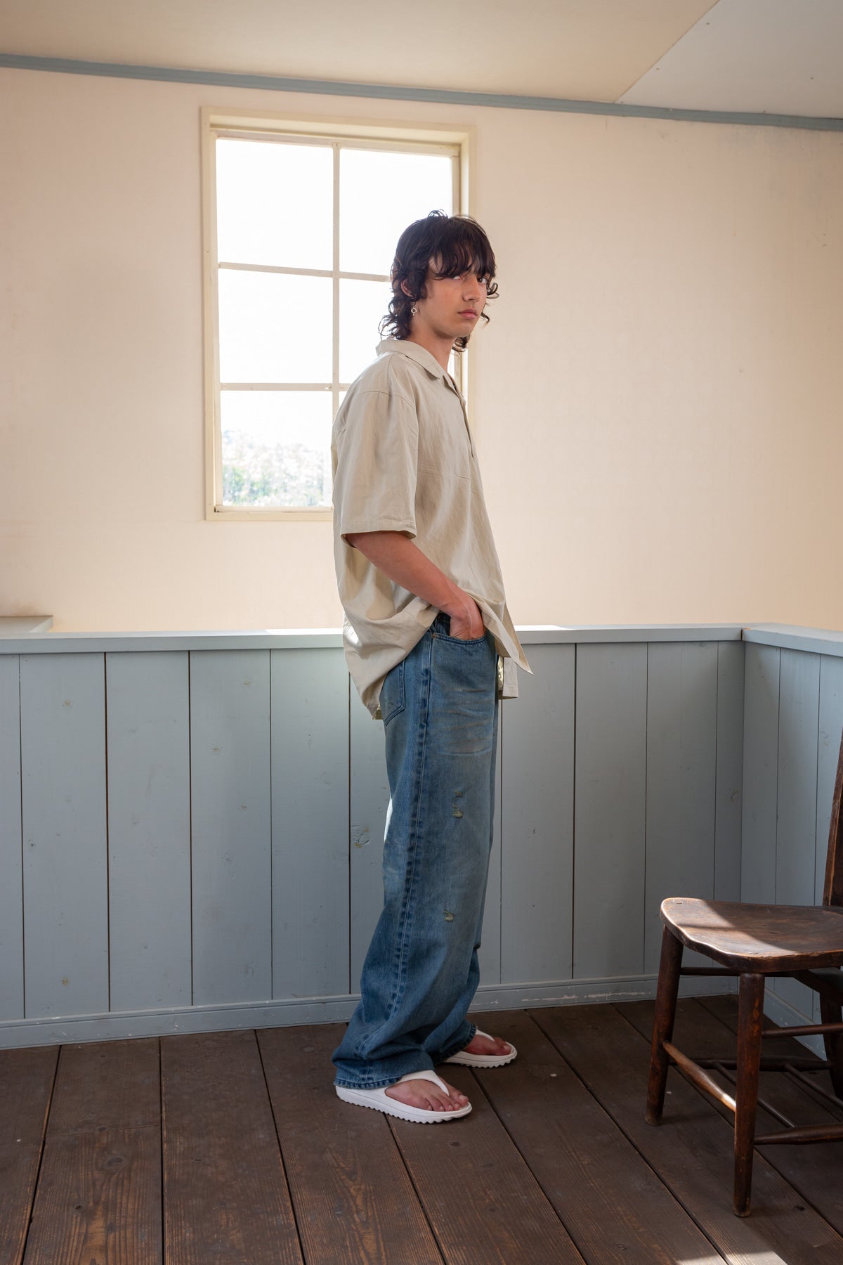 Matin Kim - Embo Washed Denim Pants (Blue) product image 9 | TRAB K-Fashion Australia