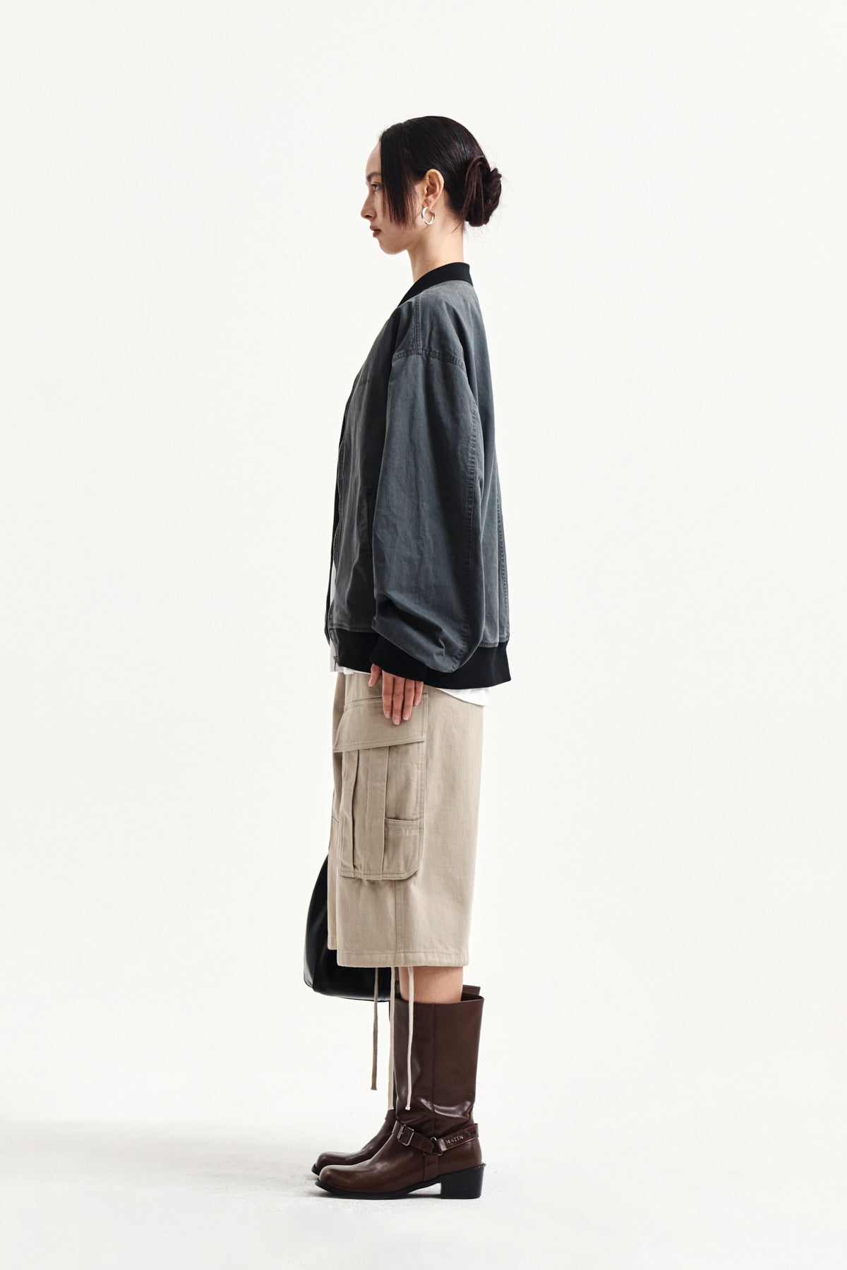 Matin Kim - Utility Cargo Bermuda Pants (Beige) product image 6 | TRAB K-Fashion Australia