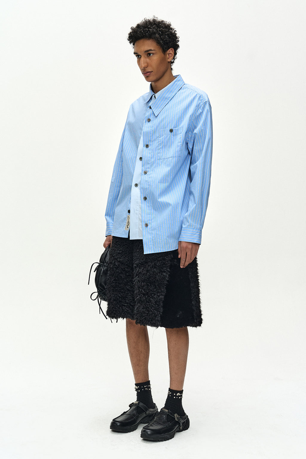 Andersson Bell - Asymmetric Layered Shirt (Blue/Blue Stripe) product image 2 | TRAB K-Fashion Australia
