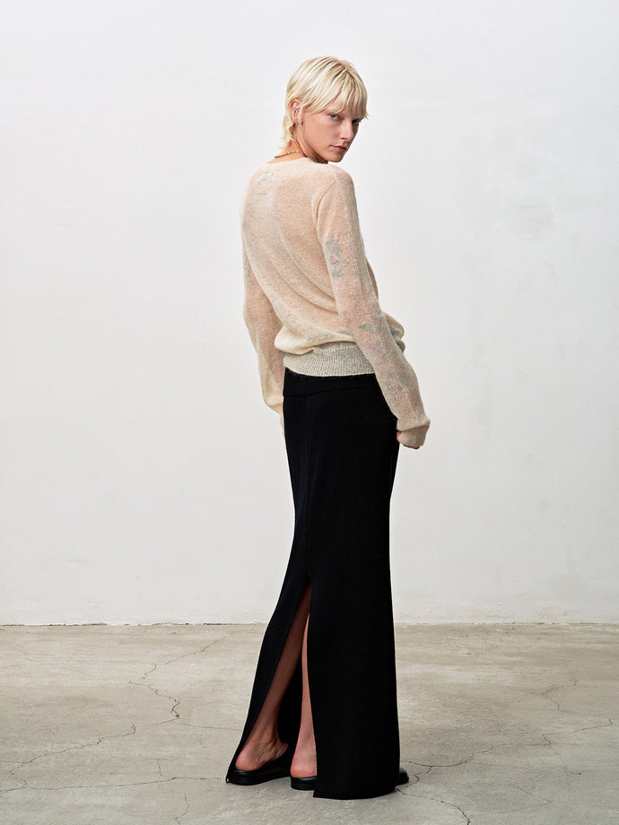 Tonywack - Mercerized Wool Knit Maxi Skirt (Black) product image 1 | TRAB K-Fashion Australia