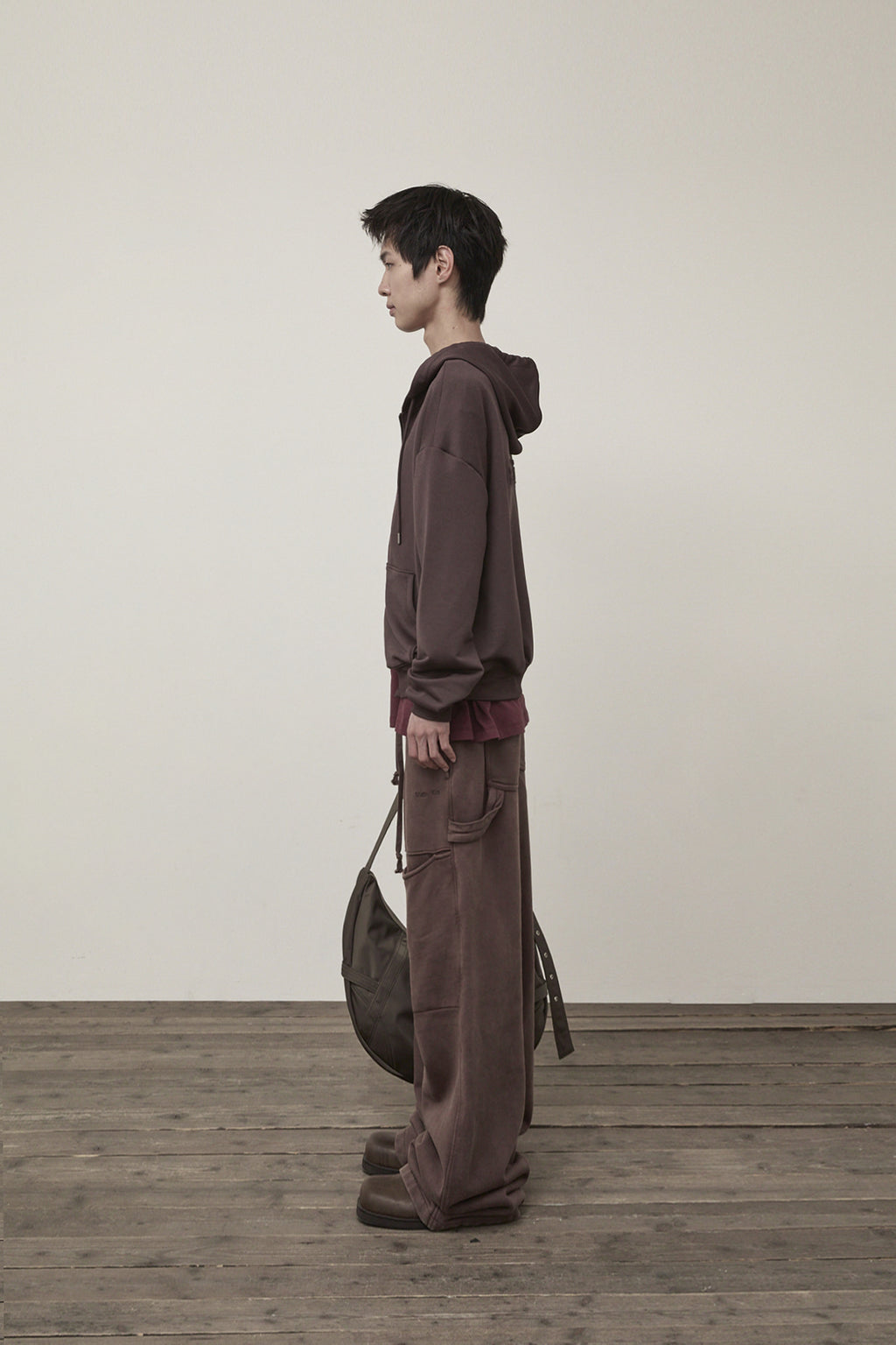 Matin Kim - Back Logo Glitter Hoody Zip Up (Brown) product image 6 | TRAB K-Fashion Australia