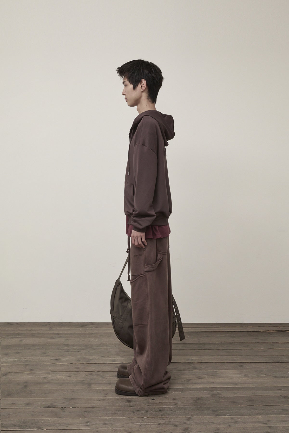 Matin Kim - Back Logo Glitter Hoody Zip Up (Brown) product image 6 | TRAB K-Fashion Australia