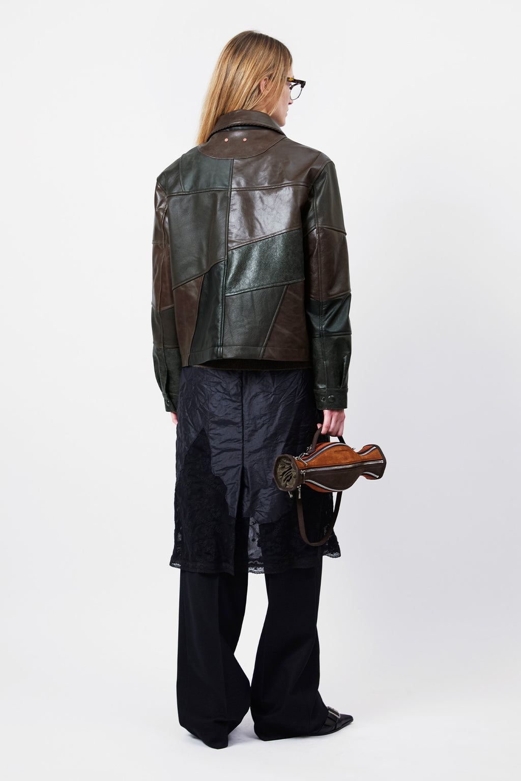 Andersson Bell - Unisex Patchwork Leather Jacket (Black/Brown) product image 9 | TRAB K-Fashion Australia