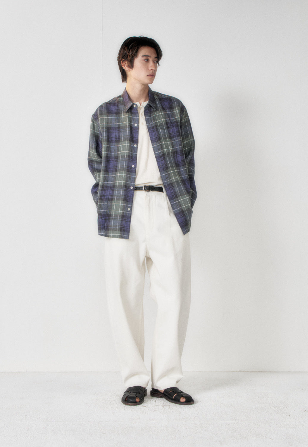 Art if acts - Linen French Check Shirt (Khaki/Blue) product image 4 | TRAB K-Fashion Australia