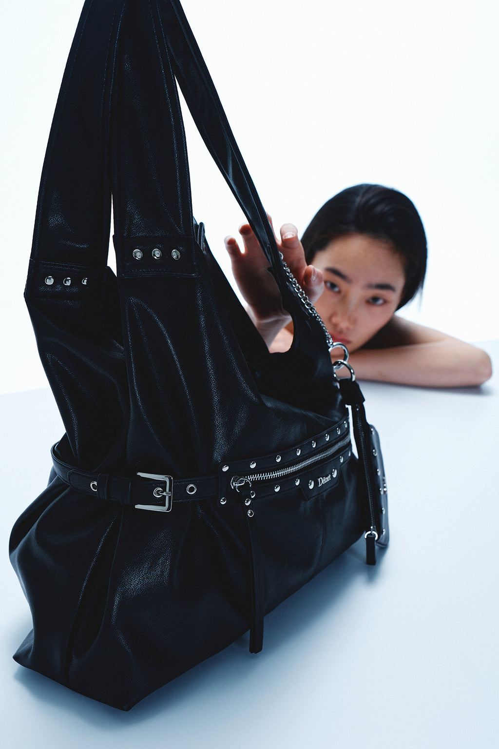 Deinet - Stud Detail Point Pocket Bag (Black) product image 6 | TRAB K-Fashion Australia