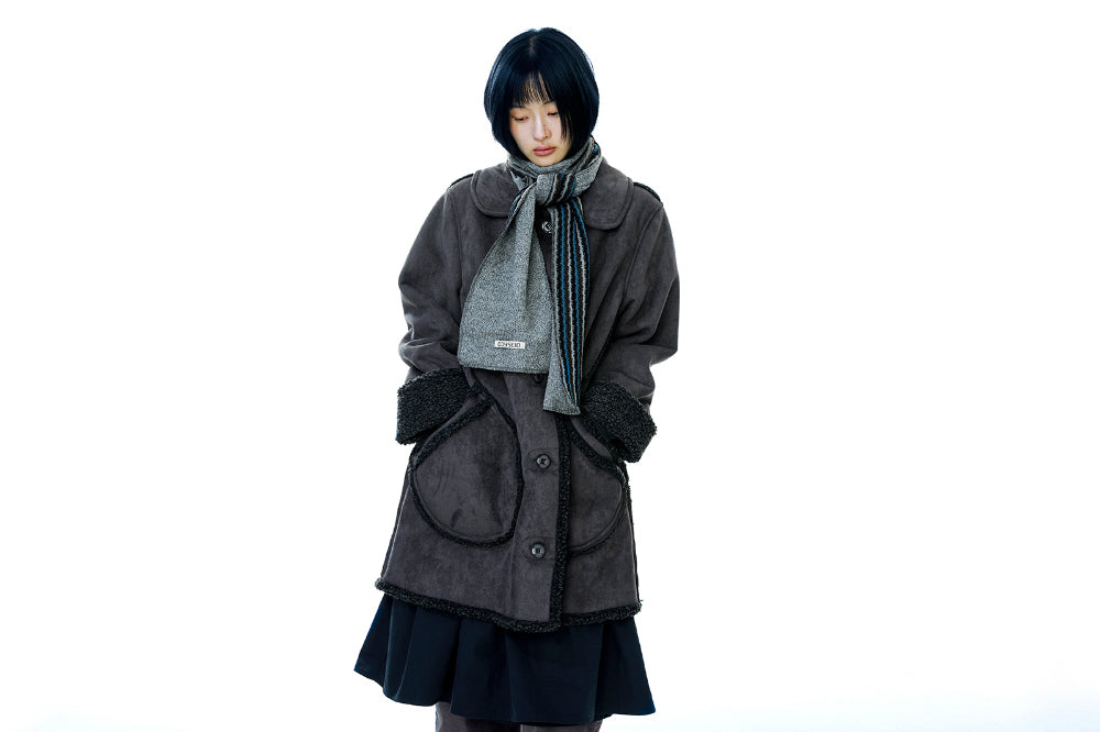 Coyseio - Round Collar Suede Jacket (Charcoal) product image 4 | TRAB K-Fashion Australia