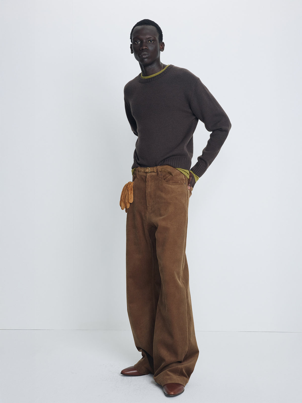 Tonywack - Wool And Cashmere Layered Knit (Brown/Olive) product image 4 | TRAB K-Fashion Australia