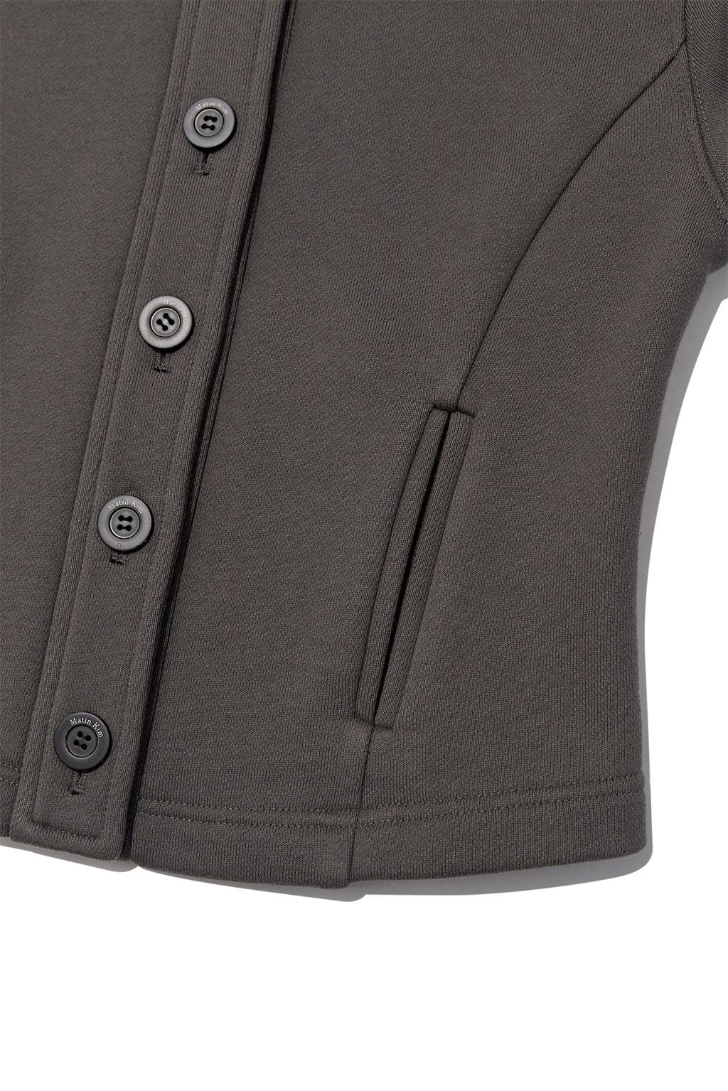 Matin Kim - High Neck Balloon Button Cardigan (Charcoal) product image 4 | TRAB K-Fashion Australia