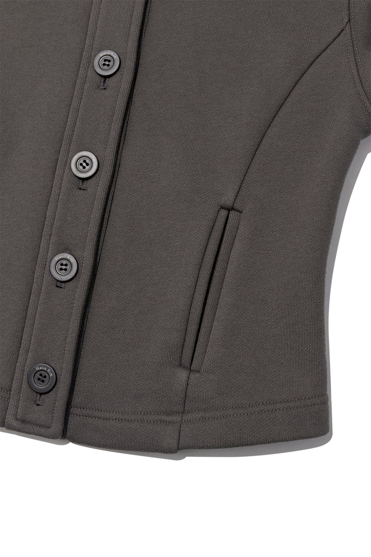 Matin Kim - High Neck Balloon Button Cardigan (Charcoal) product image 4 | TRAB K-Fashion Australia