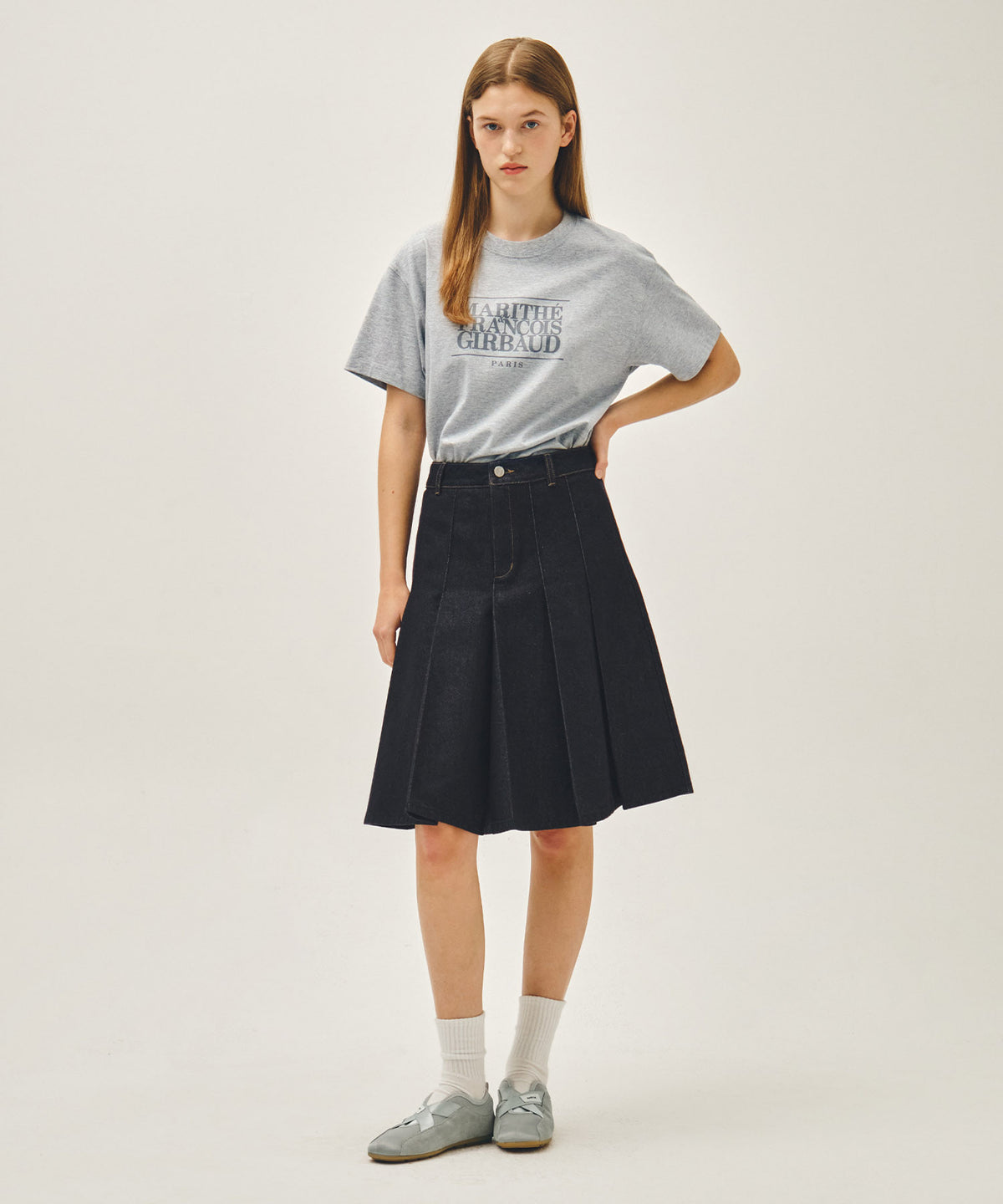 Marithe & Francois Girbaud - Denim Pleated Midi Skirt (Indigo) product image 3 | TRAB K-Fashion Australia