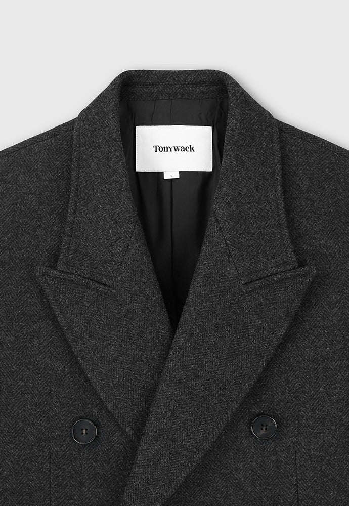 Tonywack - Herringbone Wool Double-Breasted Coat (Dark Herringbone) product image 12 | TRAB K-Fashion Australia
