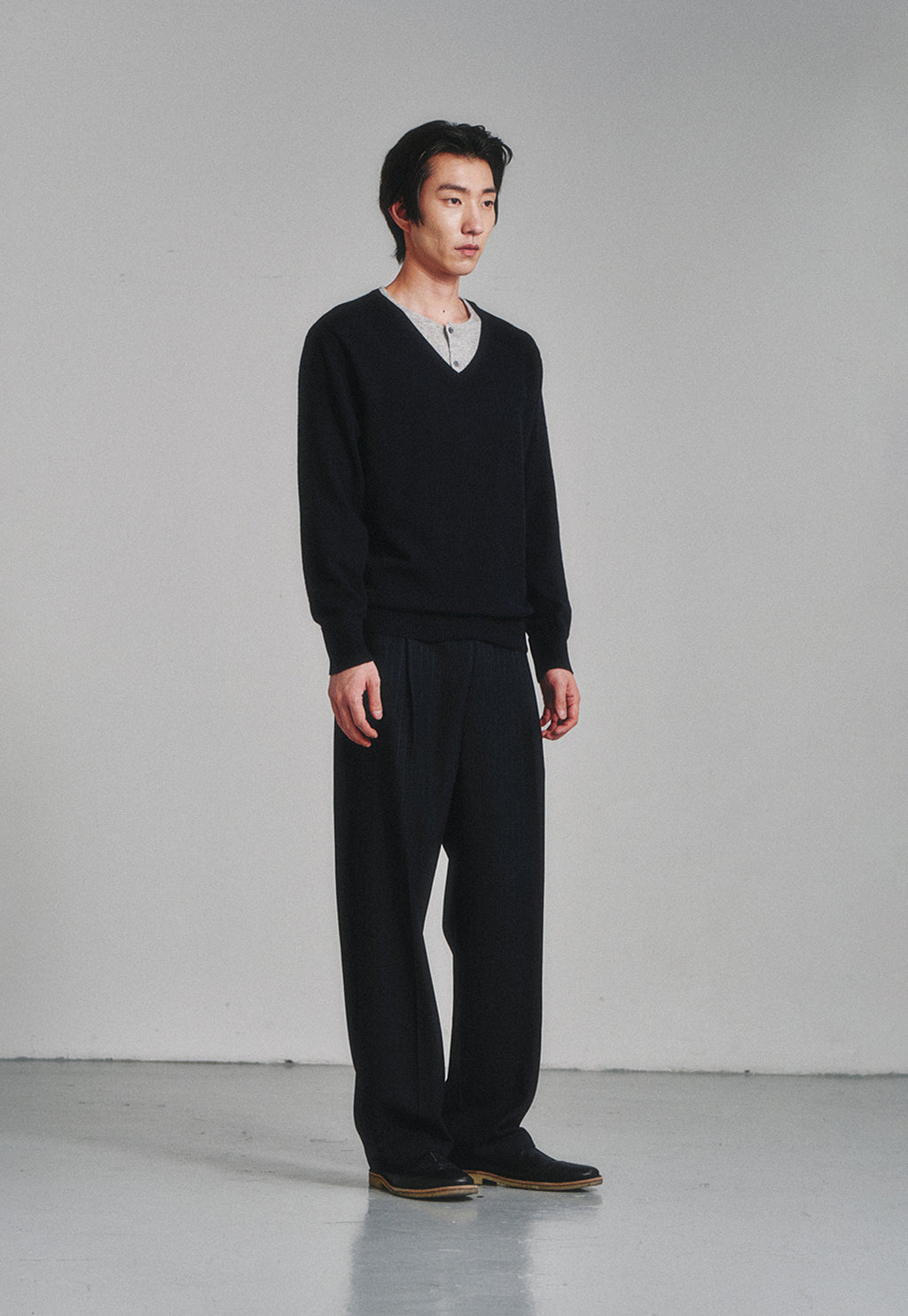 Art if acts - Wool One Tuck Trousers (Navy Stripe) product image 3 | TRAB K-Fashion Australia