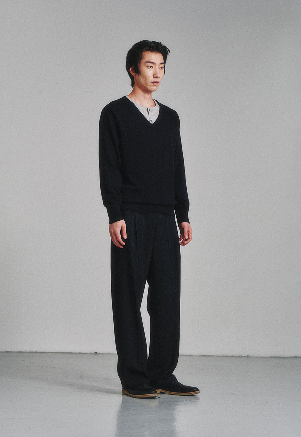 Art if acts - Wool One Tuck Trousers (Navy Stripe) product image 3 | TRAB K-Fashion Australia