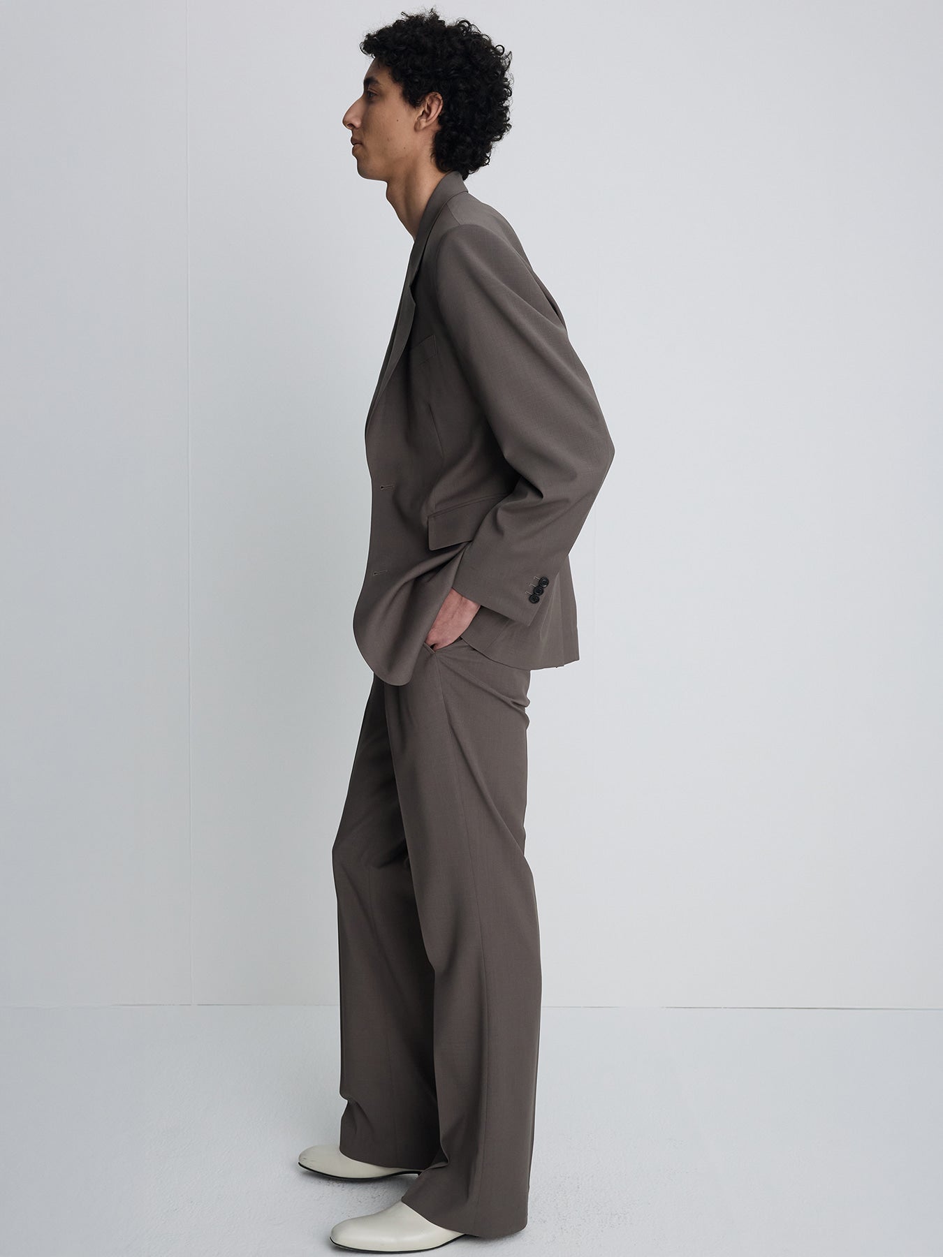 Tonywack - Tropical Wool Flared Trousers (Taupe) product image 5 | TRAB K-Fashion Australia