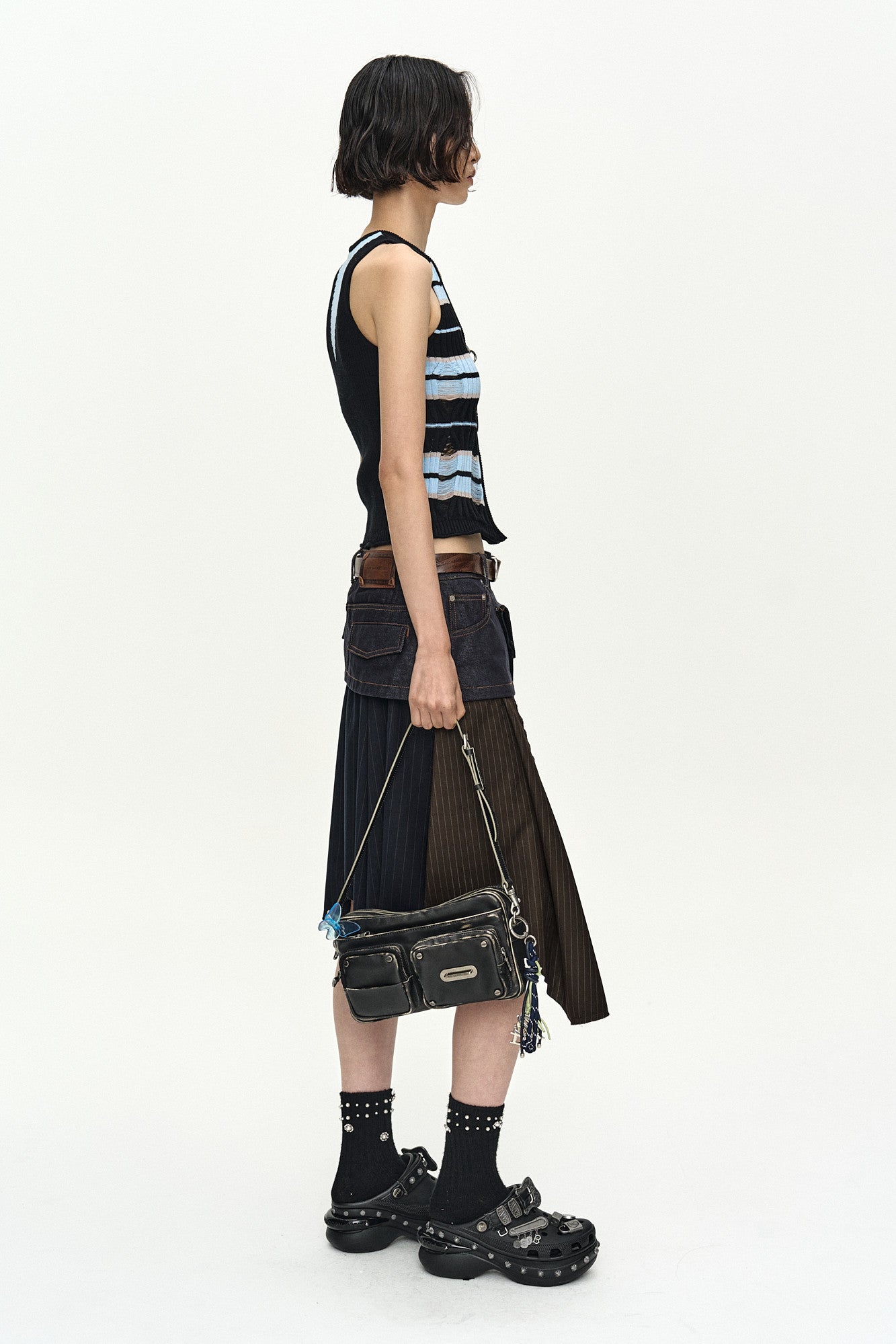 Andersson Bell - Rigid Turn-Over Asymmetric Skirt (Navy/Brown) product image 6 | TRAB K-Fashion Australia